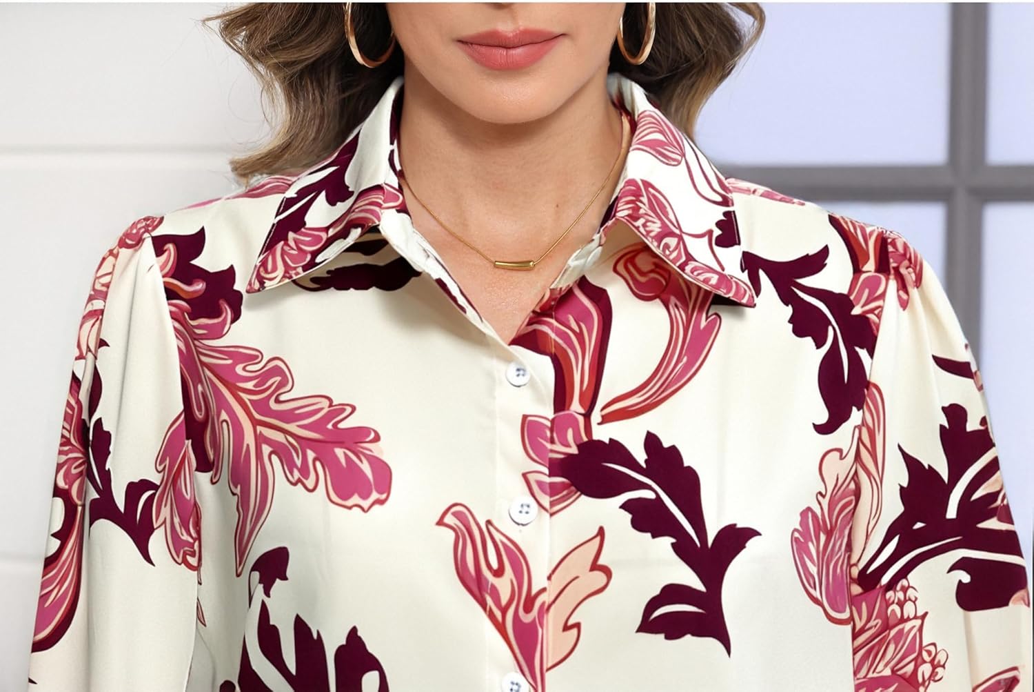 Floral Blouses for Women,2025 Spring/Summer Long Sleeve Button Down Shirts Casual Dressy Blouse Shirts Tops - Image 4
