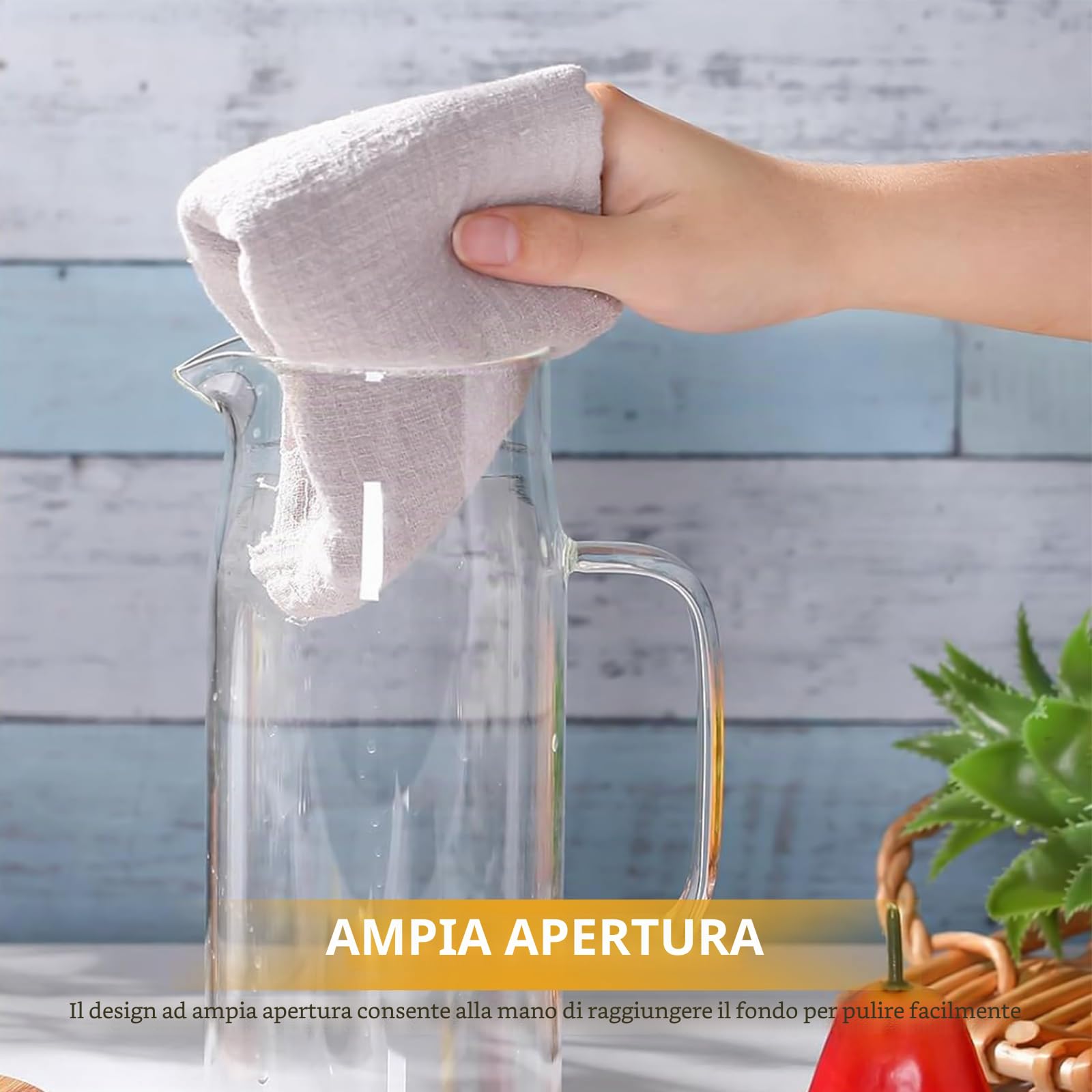 Caraffa in Vetro 1,5 Litre Trasparente e resistente calore borraccia in vetro borosilicato, per acqua calda e fredda, il tè freddo, vino, caffè, latte e succo