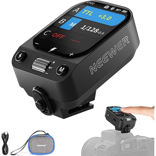 NEEWER QZ-C 2.4G TTL Wireless Flash Trigger Compatible with Canon R6 R5 6D Mark II Cameras, OLED Touchscreen Hot Shoe Flash Transmitter with 1/8000s HSS, 1000mAh Battery/CM Switch