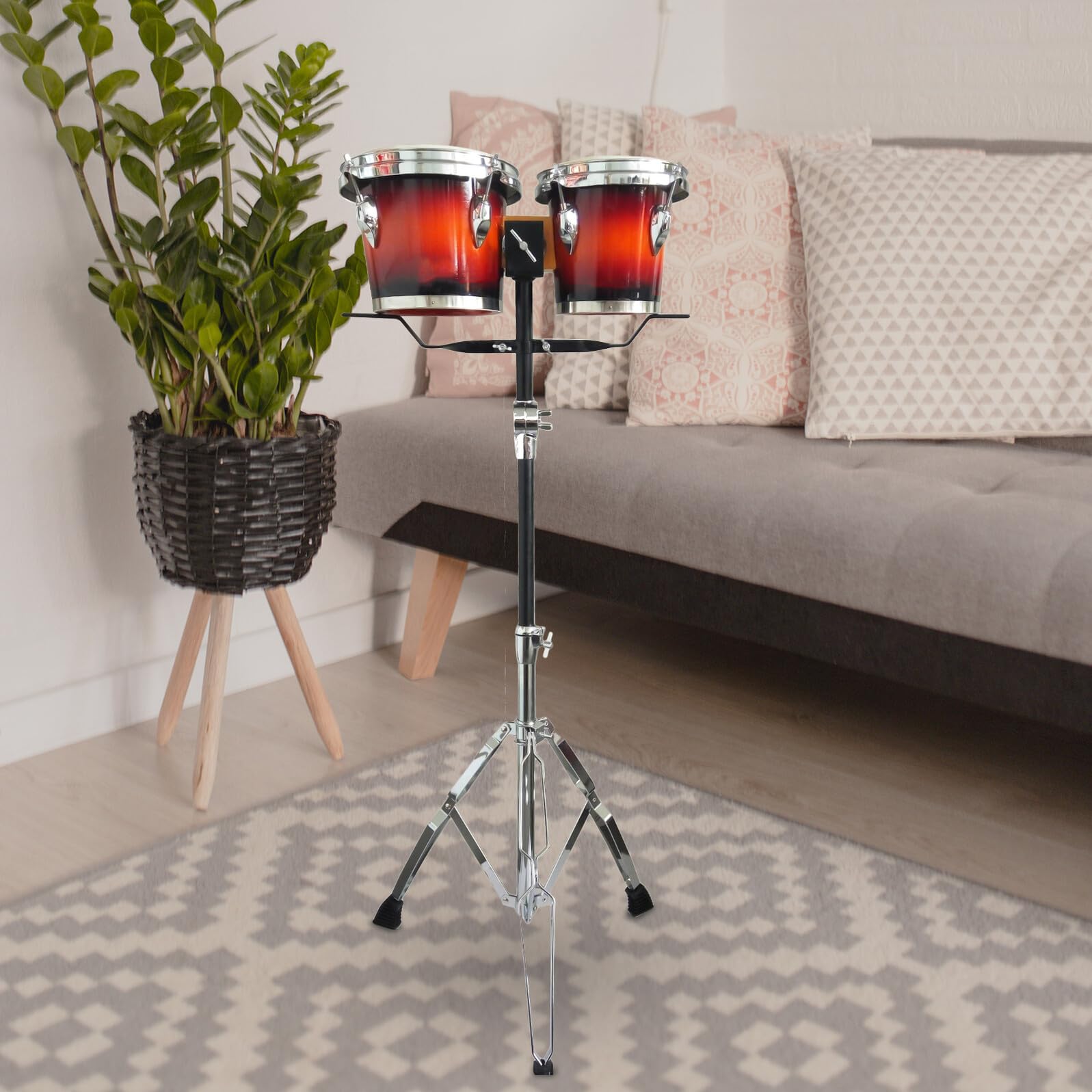 Plateau de Support pour Tambour Noir en Fer Résistant la Rouille à L'usure, Accessoire Solide pour Professionnels et Débutants en Percussion
