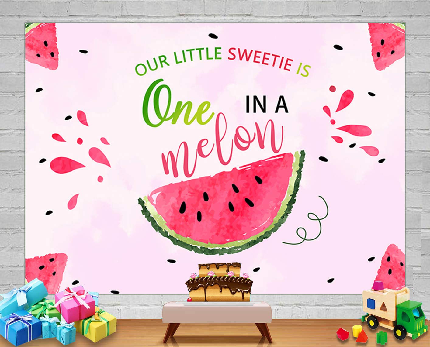 One In A Melon Party Decorations, Watermelon First Birthday Party Supplies, One In A Melon Backdrop High Chair Banner, Baby 1st Birthday Balloon Boxes