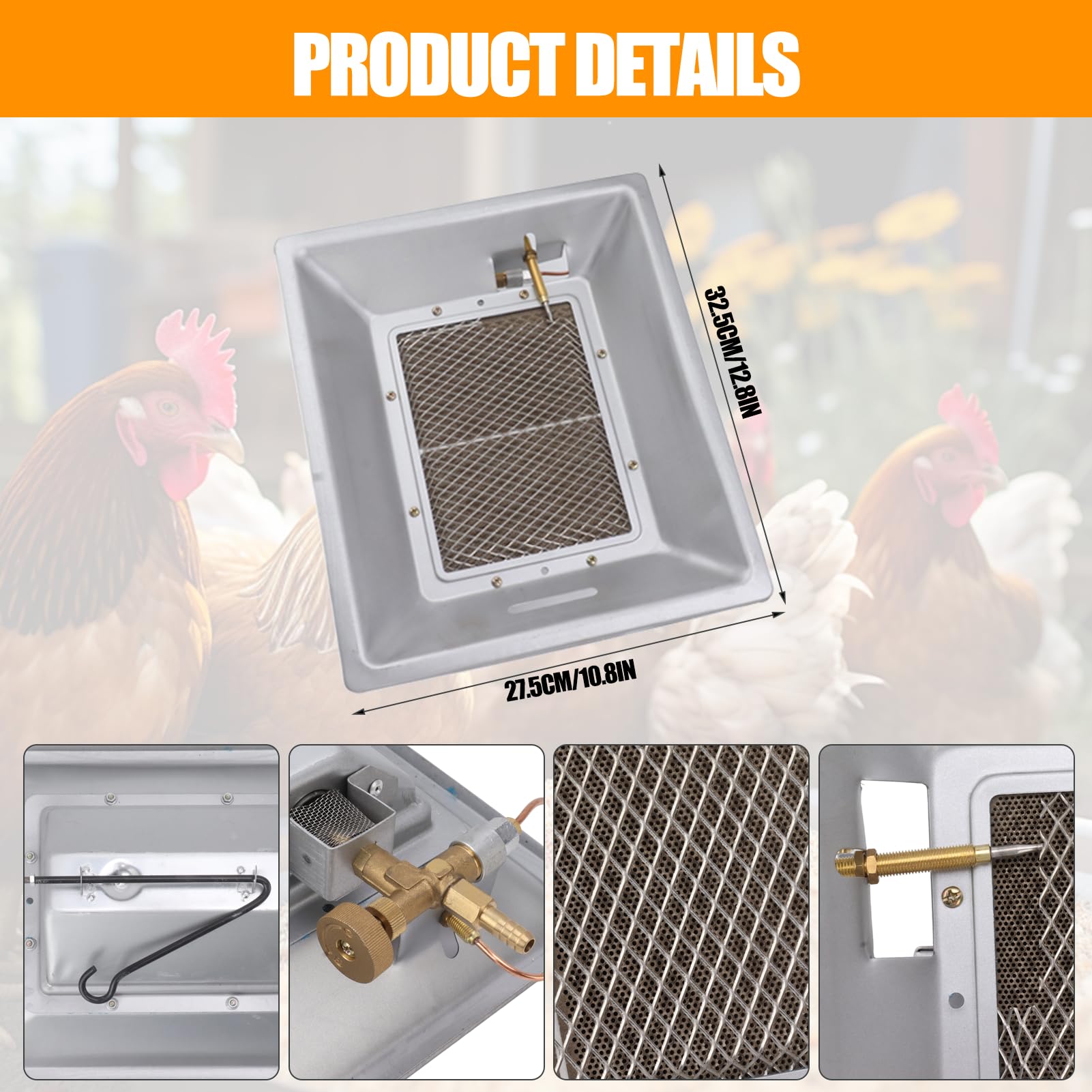 Placa Calefactora Para Criadora,Calentador Para Criadora De Gas Para Pollitos,Criadora de Pollitos,Equipo De Calentamiento Catalítico De Cerámica Infrarroja Manual Para Gallineros De Aves Y Ganado