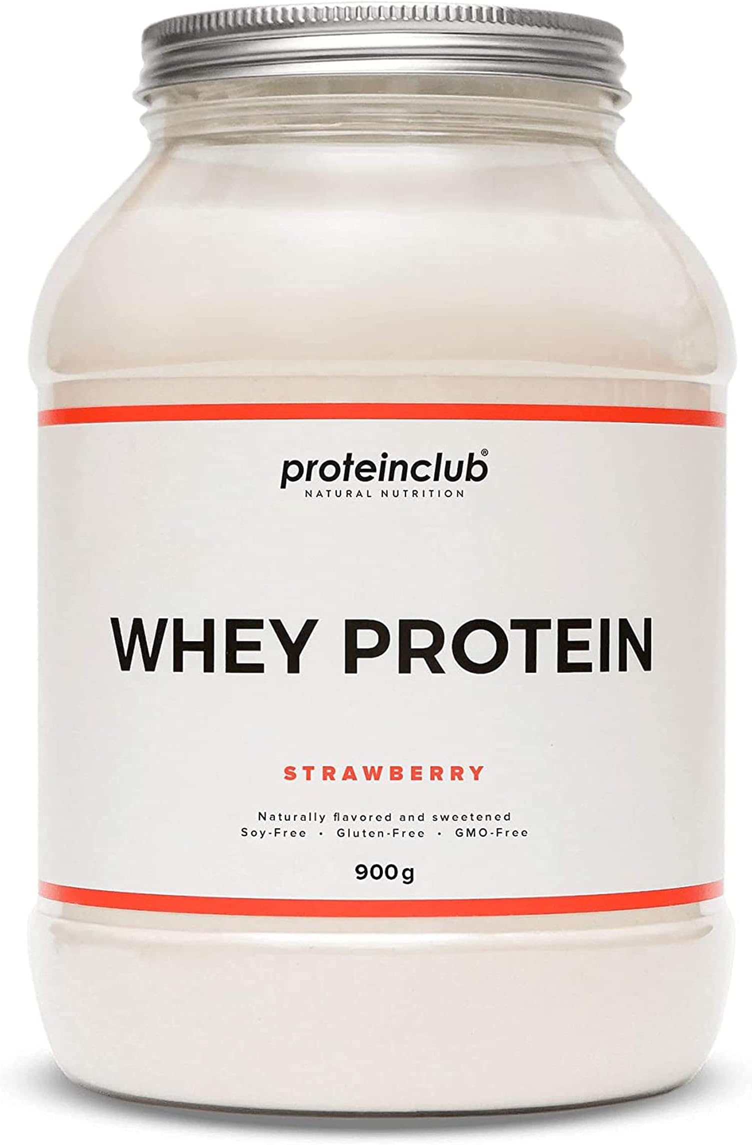 Natural Whey Protein Without Artificial additives, Flavors & sweeteners - Sweetened with Stevia - Soy Free - Made in Germany - Strawberry - 900g