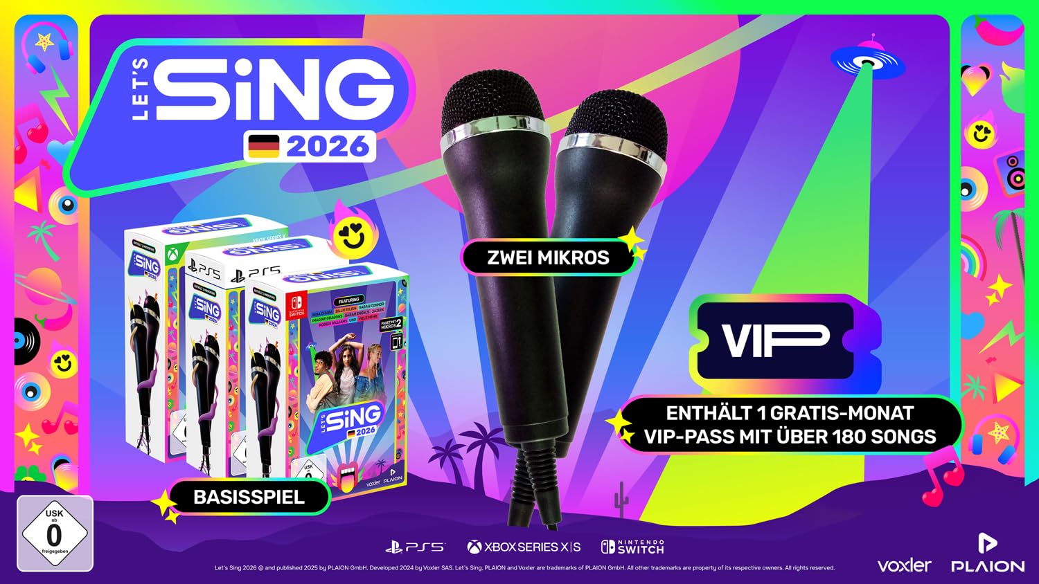 Let's Sing 2026 German Version + 2 Mics Switch