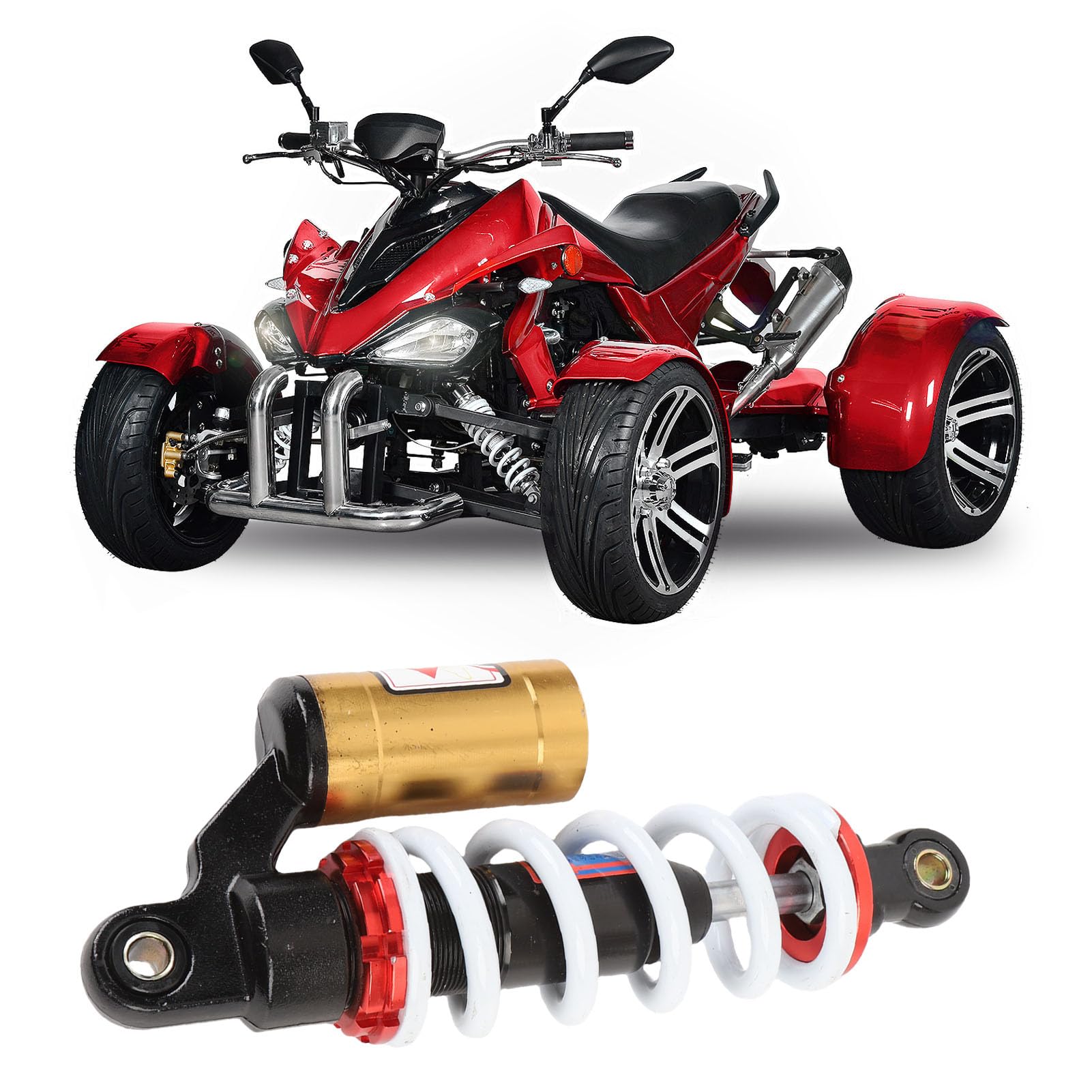 Ausla 250 Mm 10 -calowy Motocykl Regulowany Amortyzator Powietrza, Stop Aluminium i Sprężynowe Stalowe Tłumienie Tylne Zawieszenie z Identyfikatorem Otworu 10 Mm