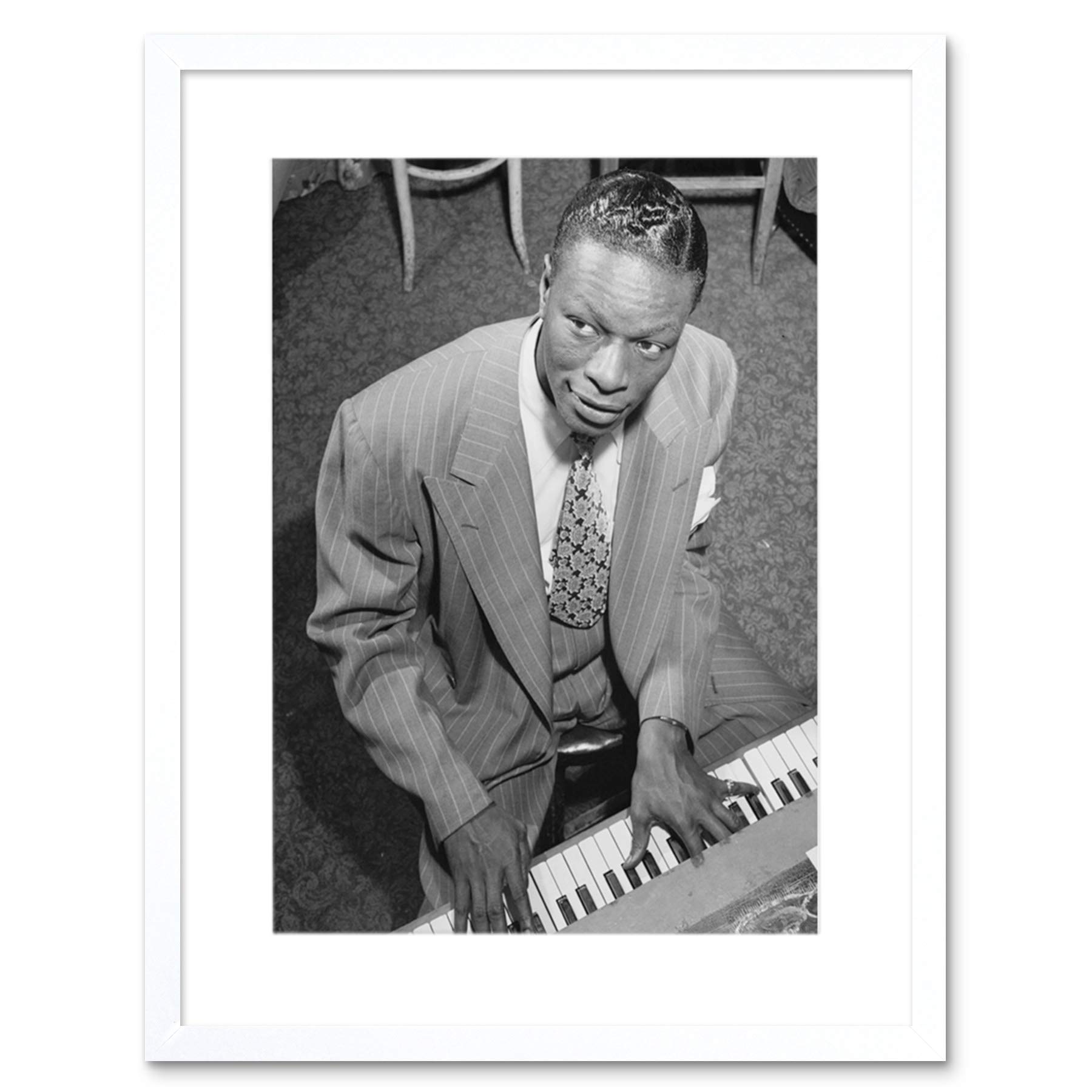 Wee Blue Coo Vintage Portrait Legendary Musician Nat King Cole Framed Wall Art Print