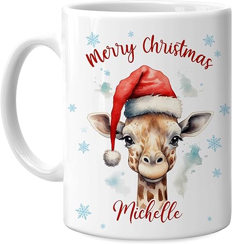 Vista 78 de Hyturtle Regalos personalizados para amantes de las ardillas, con sombrero de Papá Noel, taza de café de cerámica con nombre personalizado, taza