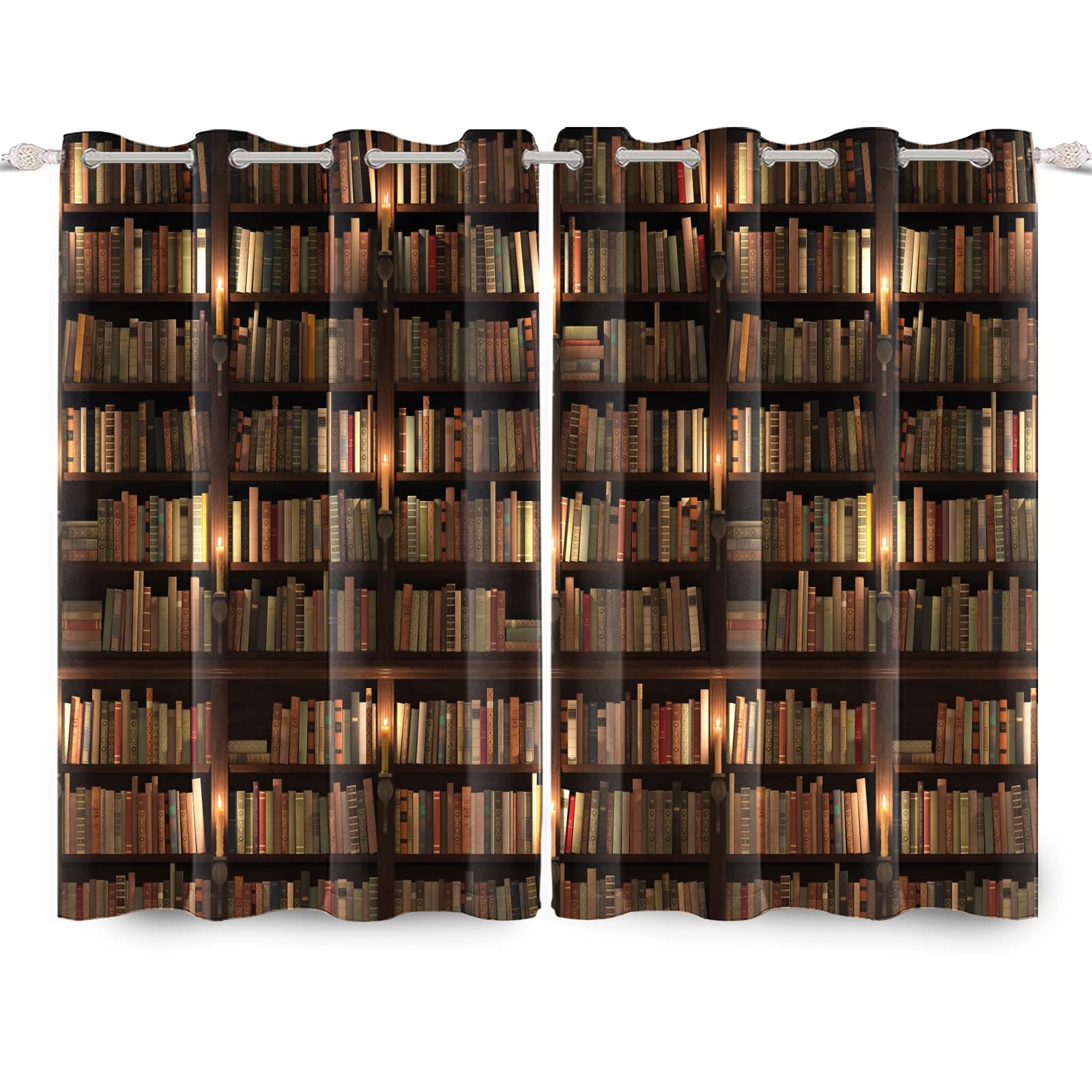 Vintage biblioteka regał na książki zestaw zasłon okiennych klasyczne zachodnie książki design edukacyjne zasłony dla dzieci retro regał motyw idealny do gabinetu lub klasy dekoracja zasłony