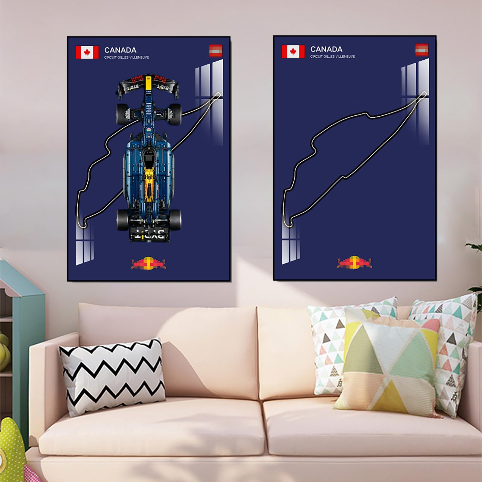 Display Wall Mount for Lego 42206 Technic Red Bull RB20 Racing Decorative Scoreboard for Car Wall Mount Le*go Lovers (Not included Model) (Circuit Guille Villeneuve in Canada)