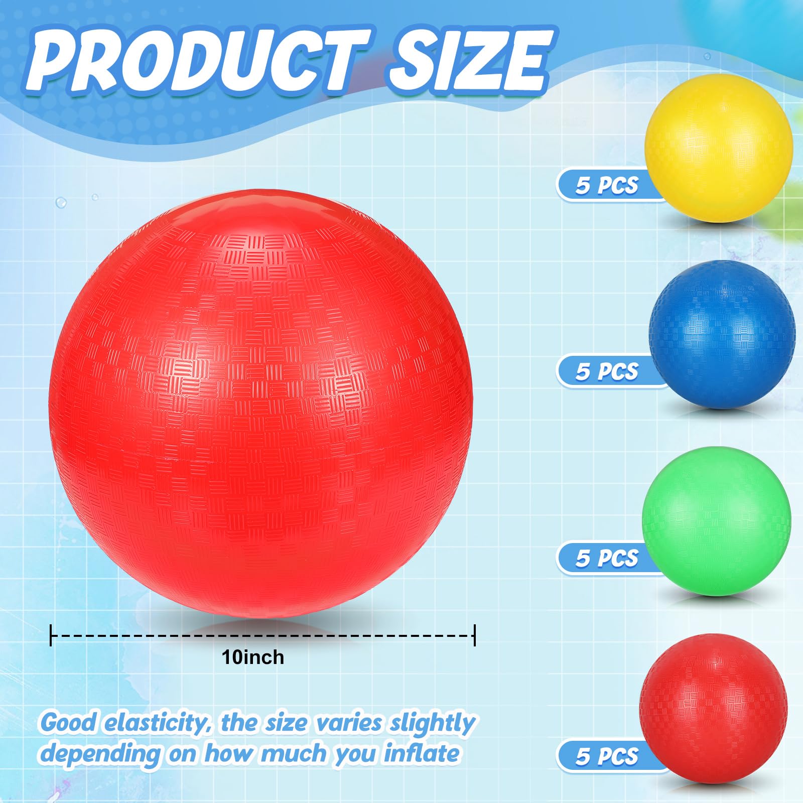 Jerify 20 Stück Kickball, groß, bunt, Spielplatzball, Dodgeball, aufblasbare Hüpfbälle, PVC-Spielbälle für Kinder, Erwachsene, Strand, Schule, Party, Spiel, drinnen und draußen, 4 Farben
