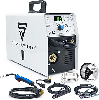 S STAHLWERK 185A Mig Welder 3 in 1 Flux MIG/Solid Wire/Lift TIG/Stick Welder 110V/220V Dual Voltage Gas/Gasless Welding Machine