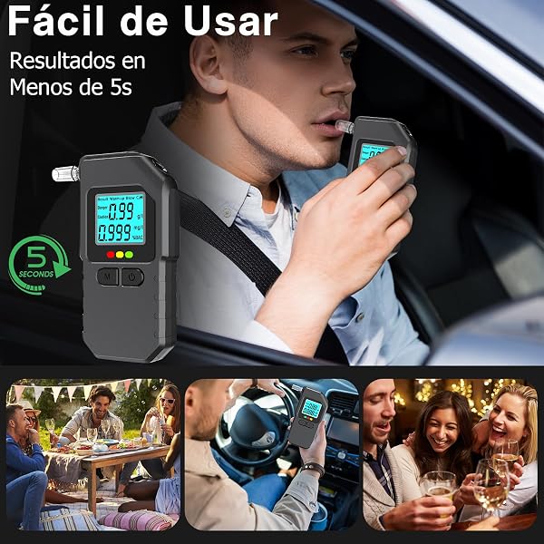 Dusefogo Alcoholímetro Homologado DGT, Test de Alcoholemia con Pantalla LCD y 20 Boquillas, Alcolimetros Personal para Uso Doméstico y Profesional Comprobador de Alcohol - 2