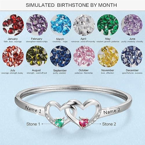 Miniatura 2 de Pulseras de piedra natal personalizadas para mujer, pulsera con dije de corazón infinito con 1-8 piedras de nacimiento, joyería para el día de la