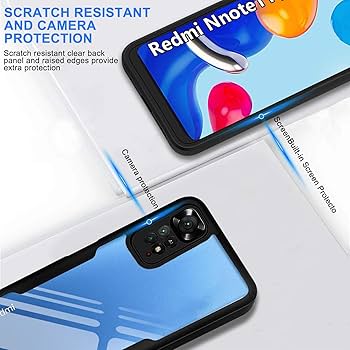 PEIYE Cover per Xiaomi Redmi Note 11 4G / Redmi Note 11S 4G, [ Pellicola Protettiva Integrata ], Trasparente 360 Gradi Custodia con TPU Silicone Bumper e PC Retro -Nero