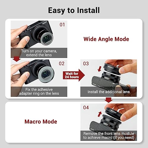 Miniatura 5 de PROfezzion Cámara HD 0.709 in lente gran angular con 10x porción macro para Sony ZV-E10 ZVE10 ZV-1F ZV1F A6400 A6300 A6100 A6000 ZV-1 ZV1 RX100 VII