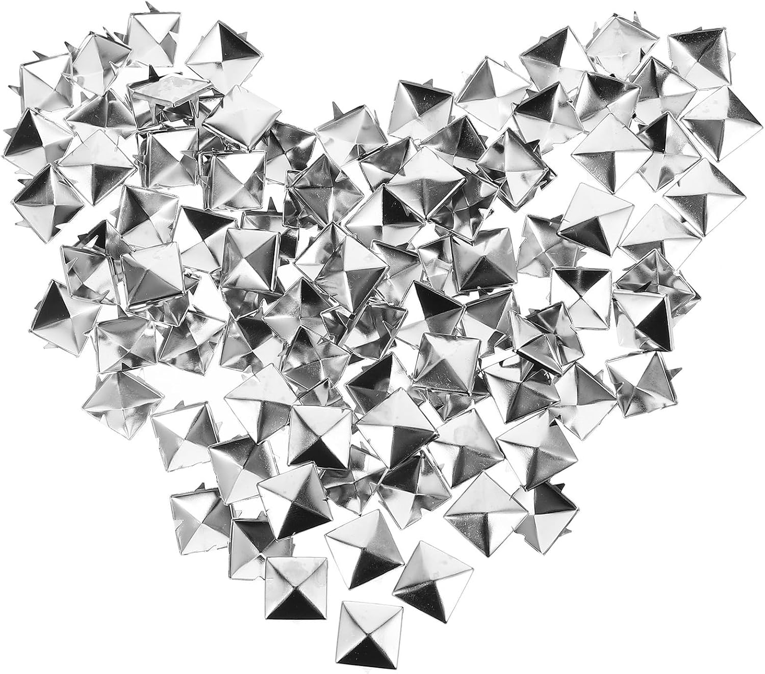 VANZACK Square Pyramid Metal Studs Easy Application and Lasting Shine Nailhead Spikes 150pcs 10mm with 4 Prong Design for Jeans Clothes for Punk Rock Designs and Craft Decorations