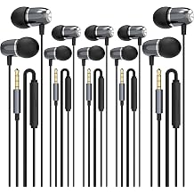 MORMOQUE EP05 Wired Earbuds 5 Pack,3.5 mm Jack Noise Isolating Earphones,in-Ear Headphones with Microphone,HD Bass Audio Ear Buds,for Small Ears canals Women,Teens Boys Girls and Adult Black