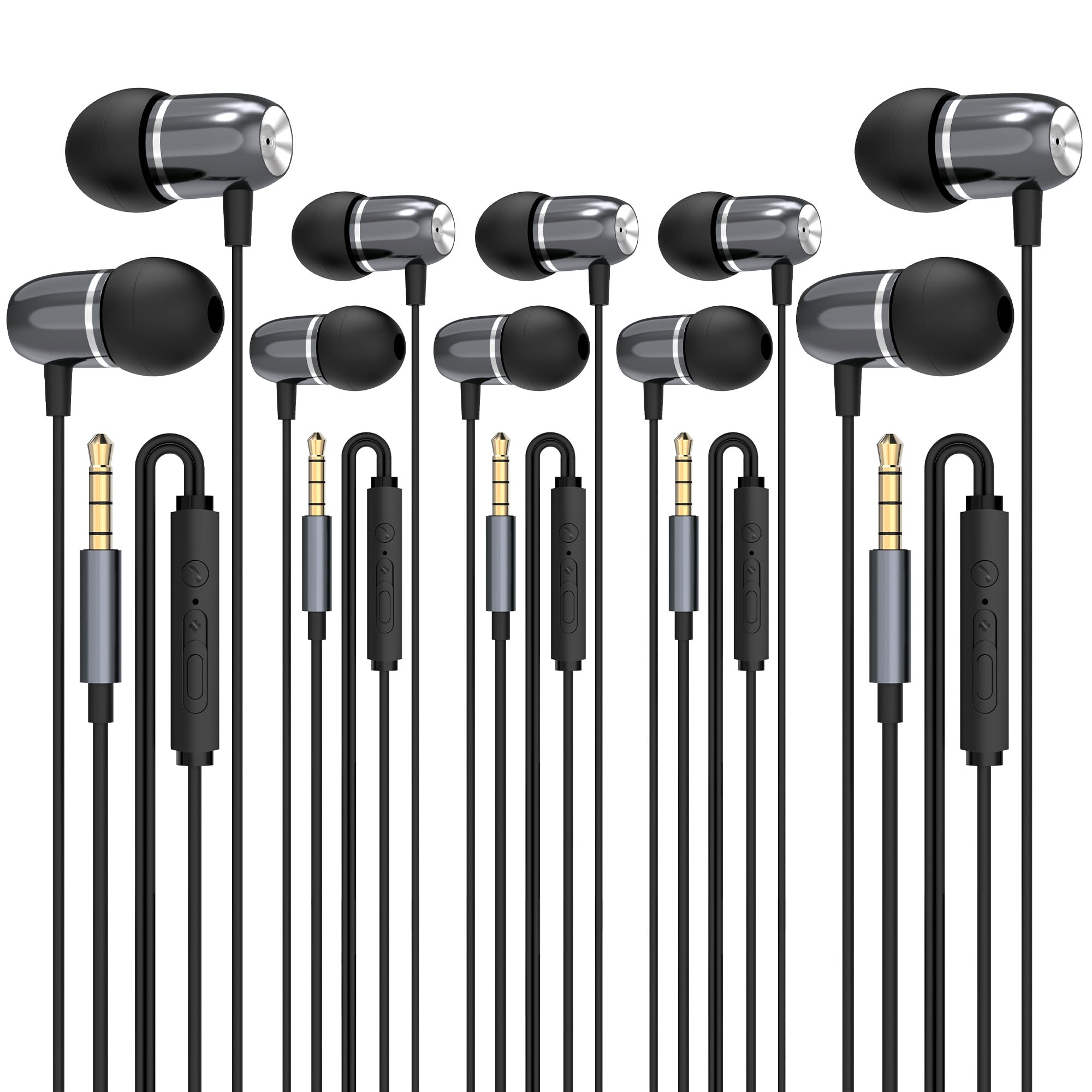 MORMOQUE EP05 - Confezione da 5 auricolari con cavo, jack da 3,5 mm, con isolamento acustico, cuffie in-ear con microfono, bassi HD, per piccole orecchie, per donne, adolescenti, ragazzi e adulti