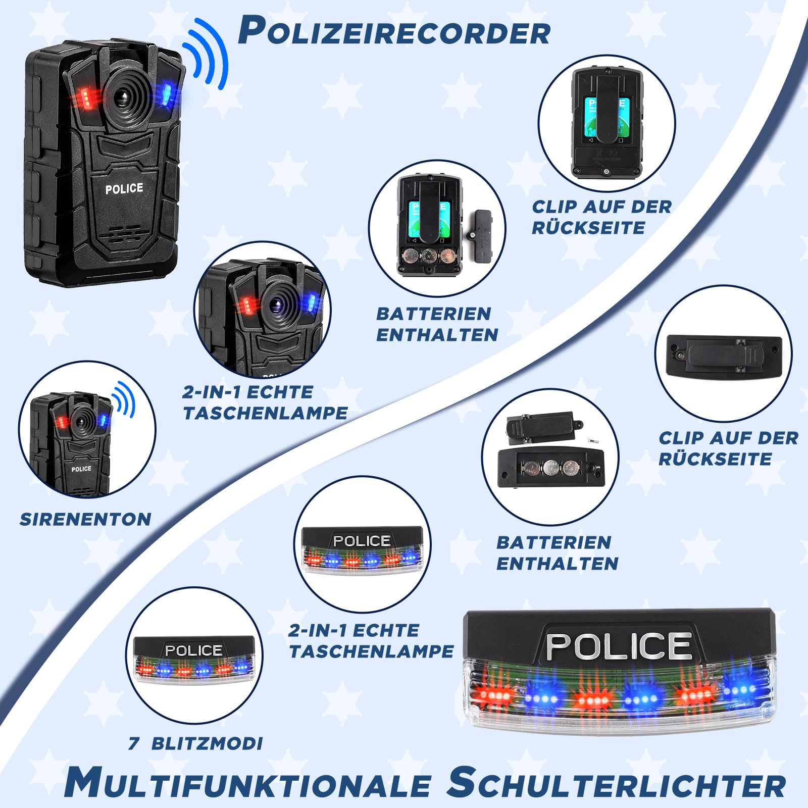 INNOCHEER Polizei Kostüm Kinder, Polizei Kostüm für Kinder, Polizei Spielzeug für Kinder Jungen Halloween Karneval