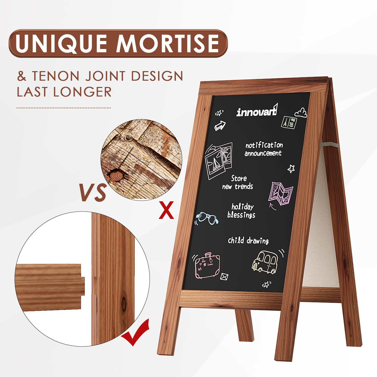 INNOVART Magnetic A-Frame Chalkboard Sign - 45x17 Inch With Shelf, Free Standing For Business Or Events - View #11