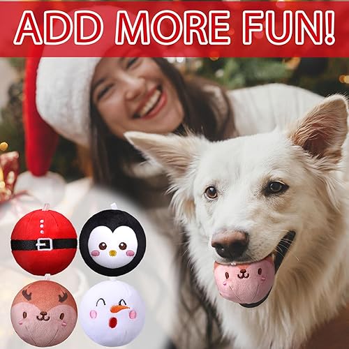 Miniatura 4 de Syhood 12 piezas de juguetes chirriantes para perros, bolas de peluche suaves con chirriadores de 2.4 pulgadas, juguetes interactivos pequeños para