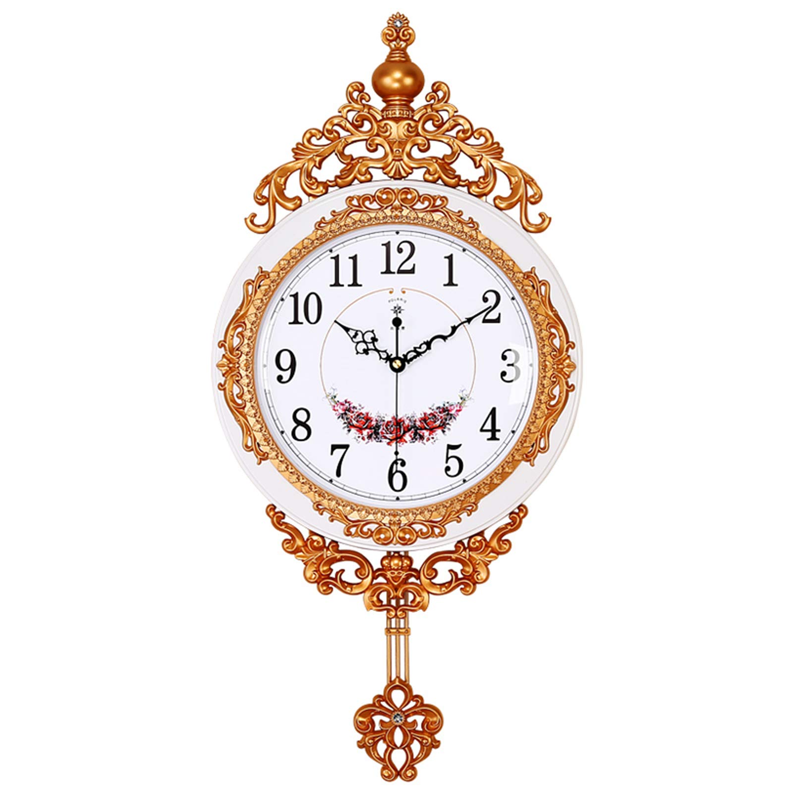 Horloge murale quartz en métal style européen et pendule silencieuse rétro 34x72cm