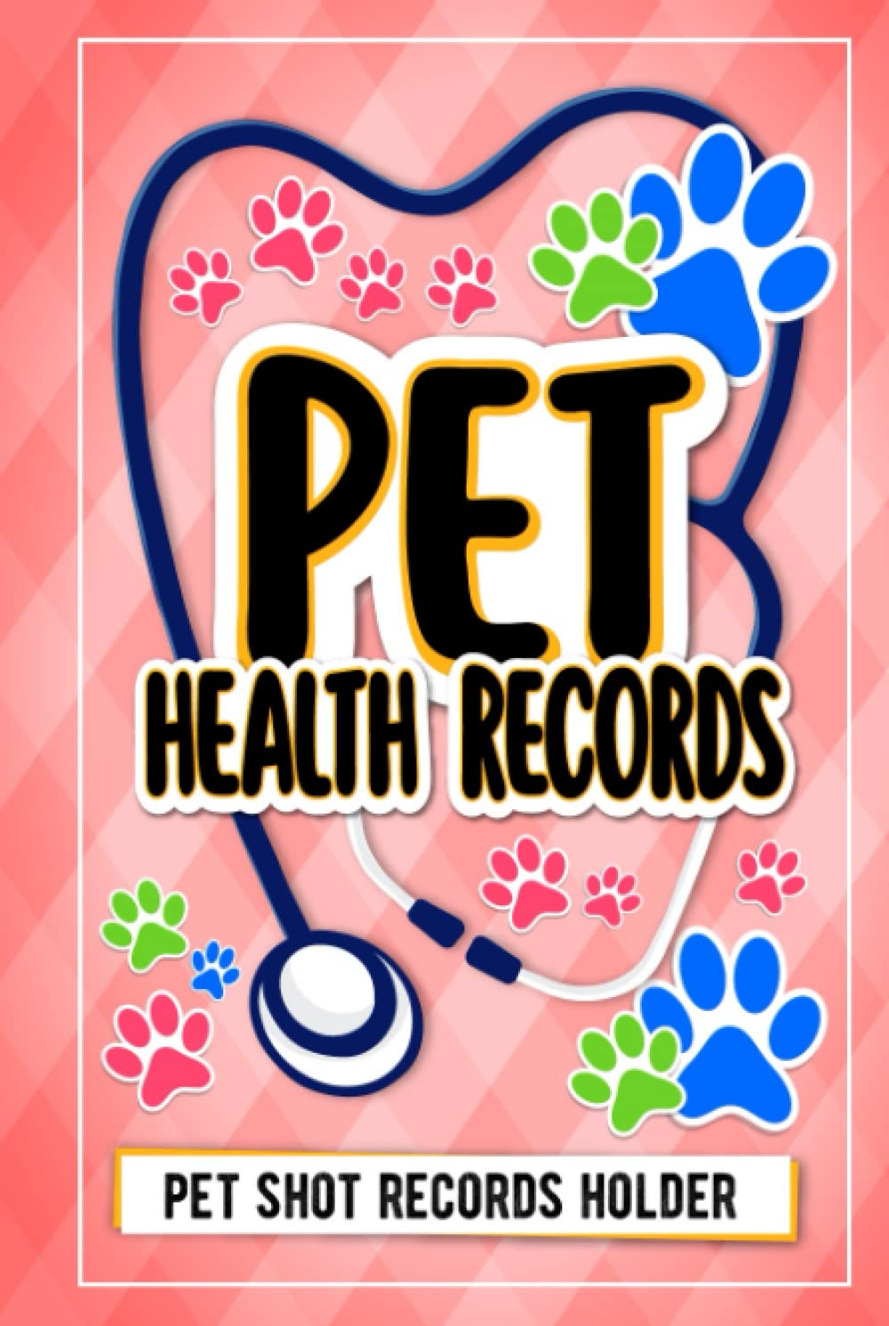 Pet Shot Records Holder Pink Color Hardcover design: Pet Health Records and Dog Vaccination Record Book, Dog Immunization Log, Shots Record Card, ...