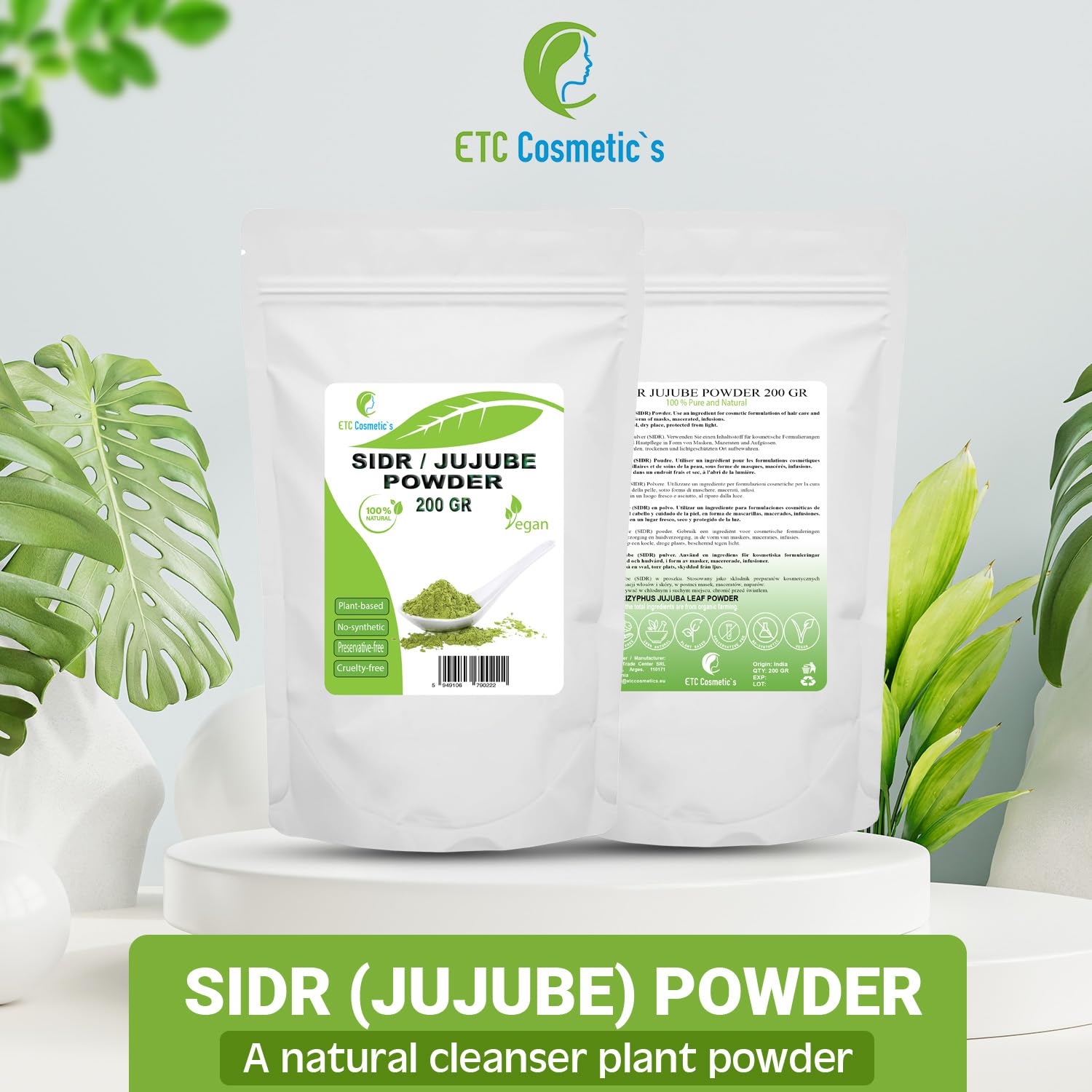 Poudre de SIDR / JUJUBIER - 200gr - Une poudre végétale nettoyante naturelle | Convient à tous les types de cheveux, y compris les cheveux fins, faibles et abîmés | 100% pur et naturel (200 Gr)