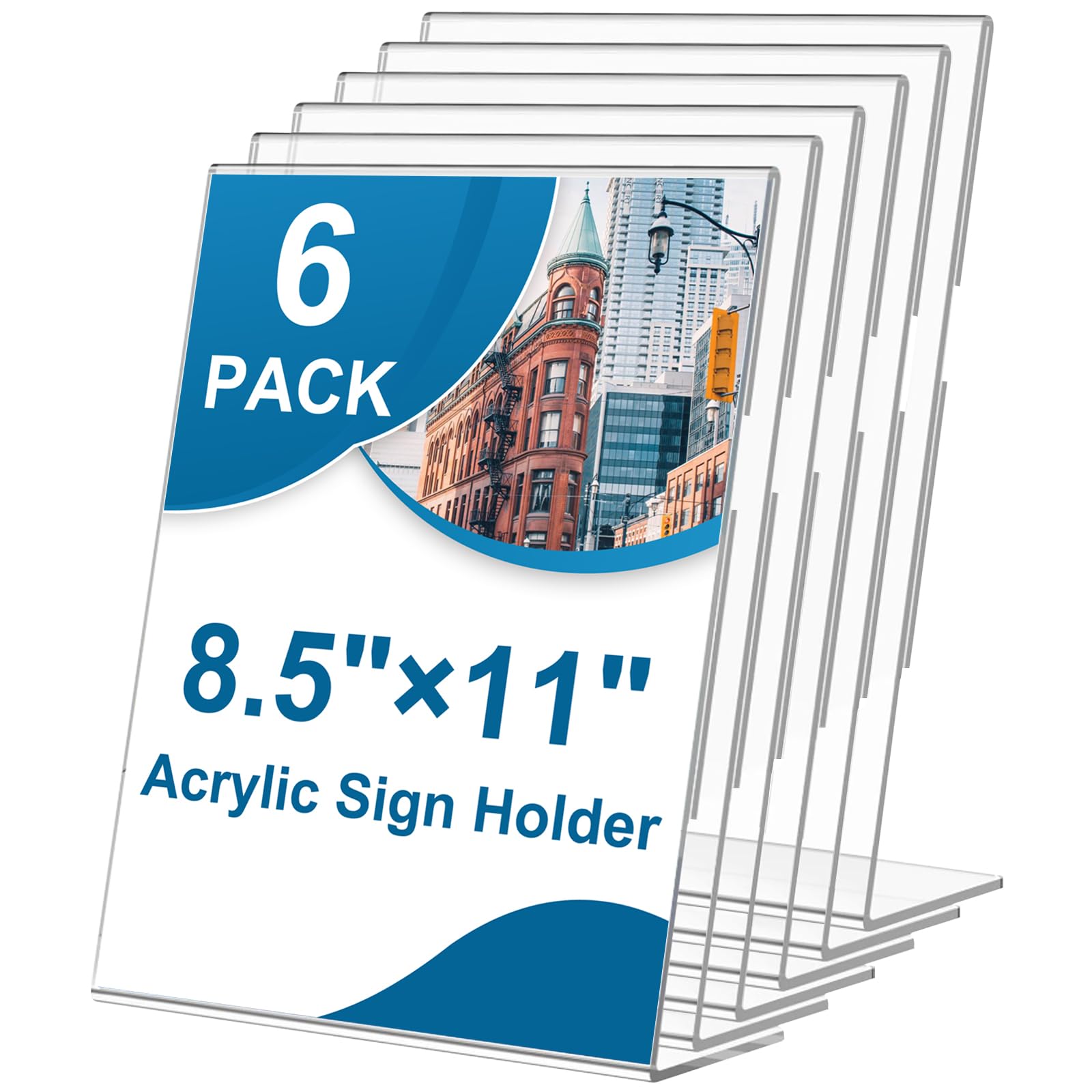 Support de panneau en acrylique transparent en L 21,6x27,9 cm pour table | Lot de 6