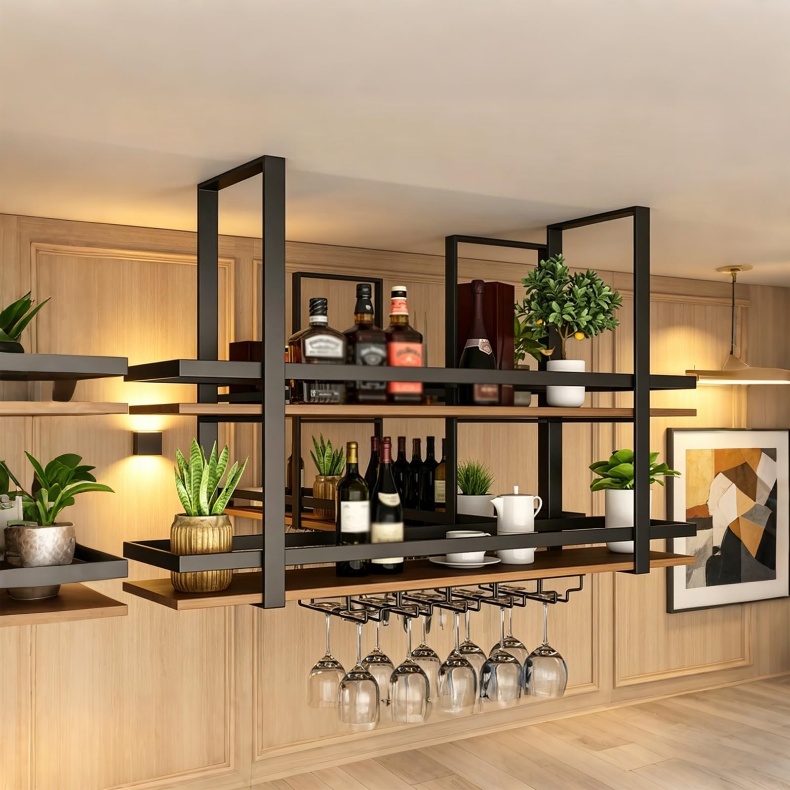Rangement décoration suspendu en métal pour sauver l'espace du bar