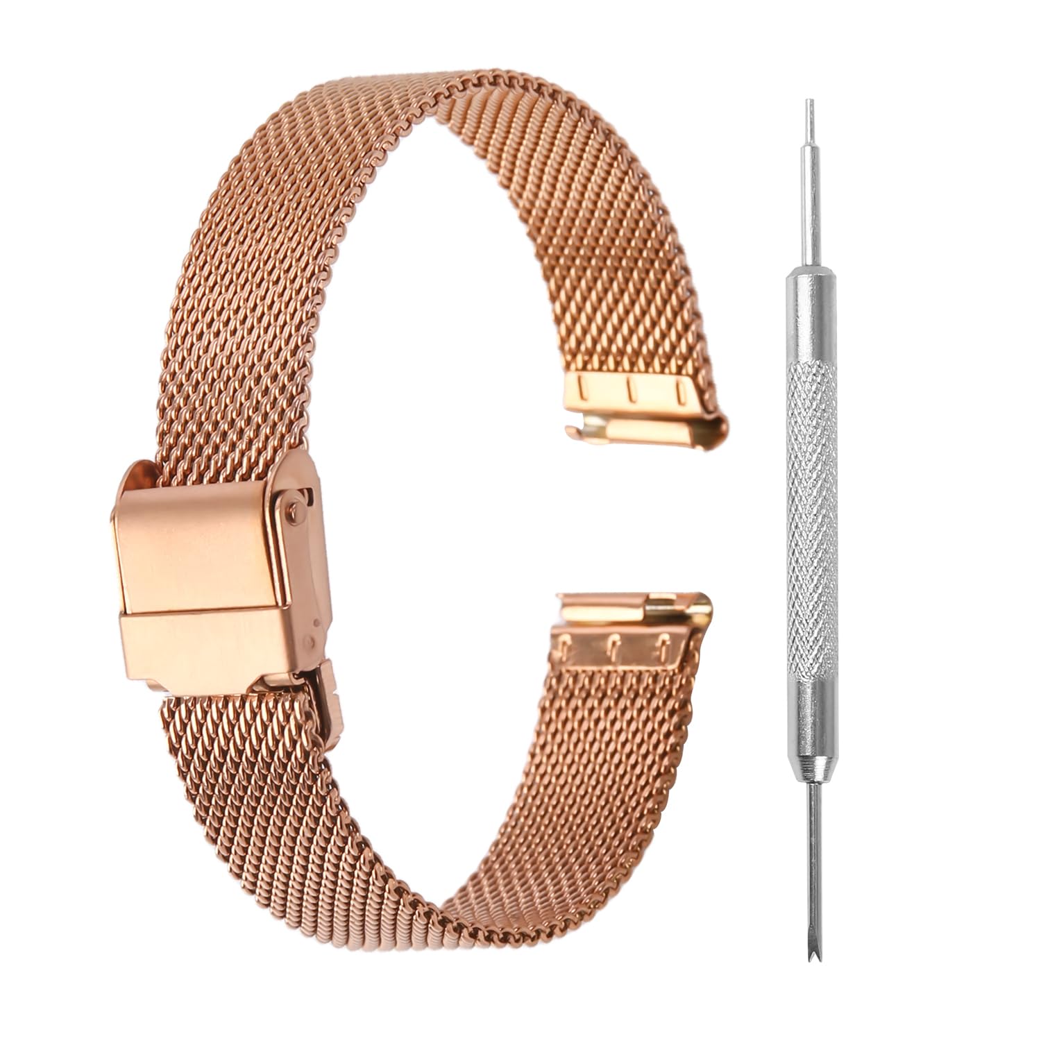 Winfox Mesh Uhrenarmband,Edelstahl Mesh Schnellverschluss Ersatzband für Damen Herren