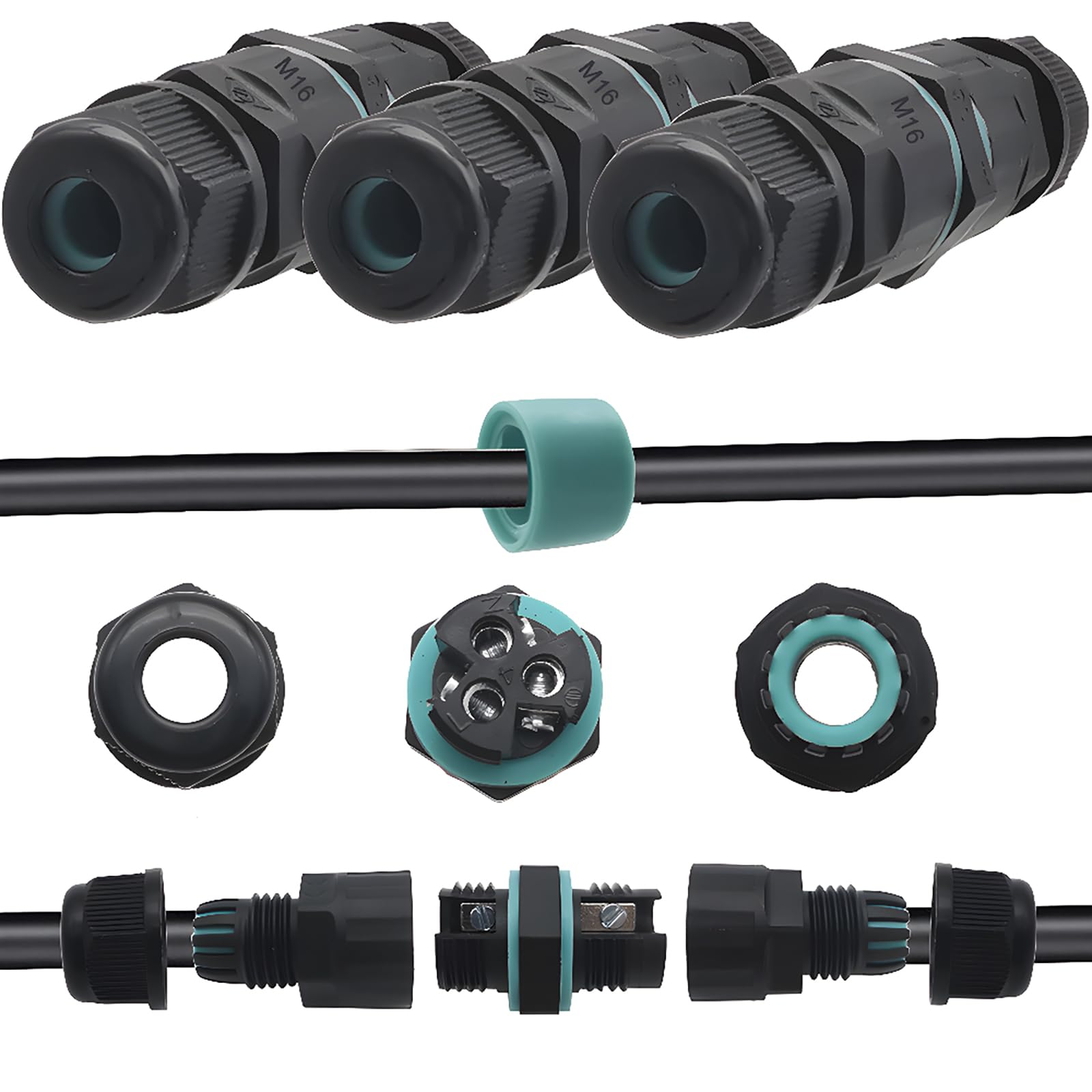 防水シリコンブラック Amazon | CESFONJER 防水ケーブル コネクタ、IP68 防水