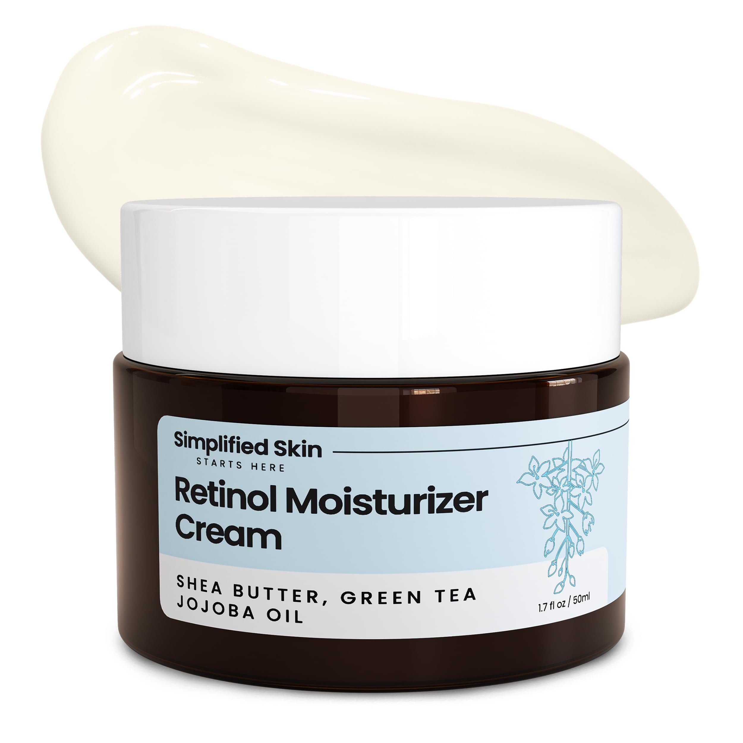 Retinol Moisturizer Cream 2.5% for Face & Eye Area with Vitamin E & Hyaluronic Acid for Anti Aging, Wrinkles & Acne - Best Night & Day Facial Cream by Simplified Skin 1.7 oz