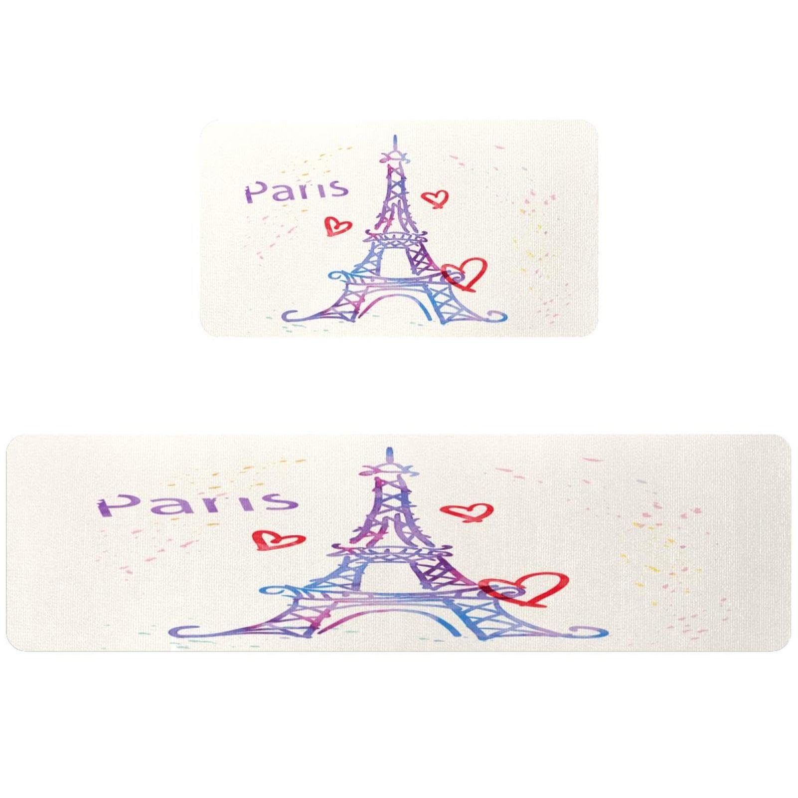 Alfombrillas de cocina VAPOKF con diseño de la Torre Eiffel lavables y antideslizantes