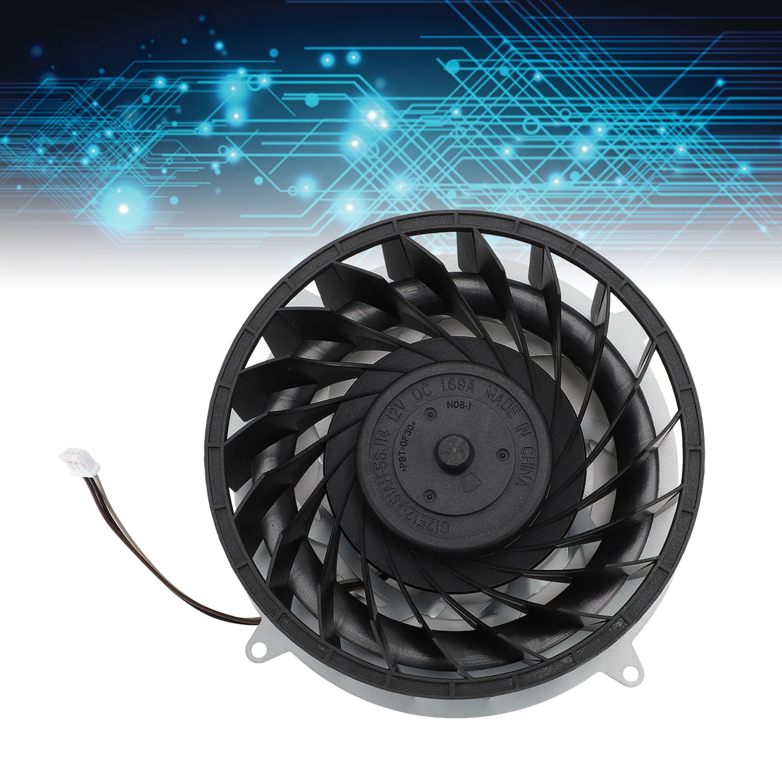 Ventilador de Refrigeración Interno de Repuesto para Slim DC12V 1.69A 1541GS-12M-WB-01 19 Brades, Conector de 3 Pines, Refrigeración Mejorada