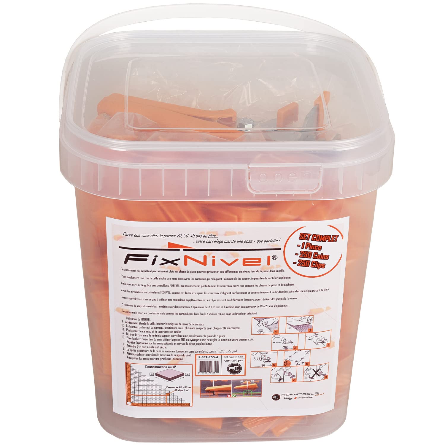 Set complet 250 pièces croisillon autonivelant FIXNIVEL (4 mm)