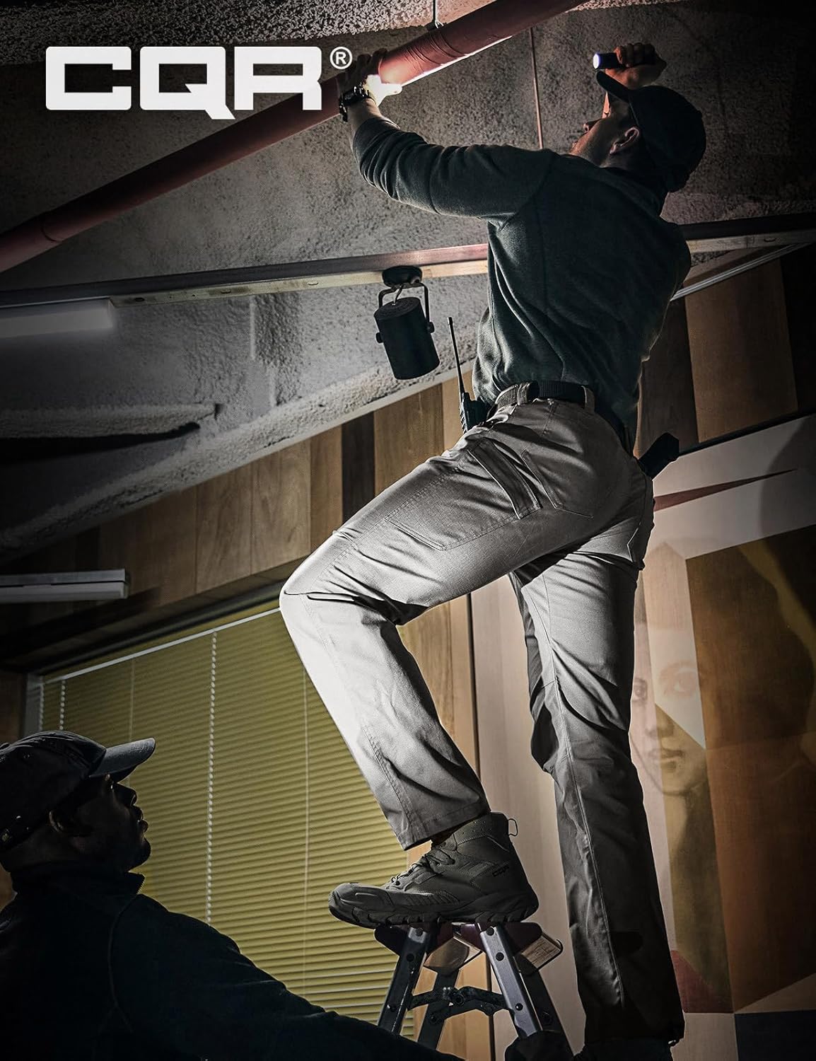 CQR Men's Utility Flex Cargo Pants, Classic-Fit Casual Stretch Work Pants, Water Resistant Lightweight Tactical Hiking Pants - Image 3