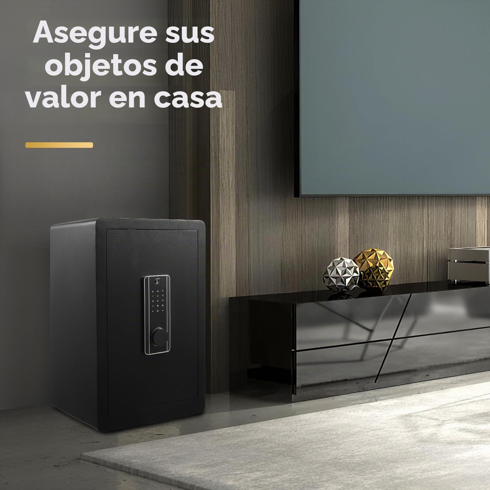 73L Gran caja fuerte ignífuga, caja fuerte electrónica con contraseña y llave, caja fuerte digital para muebles con estante extraíble, sistema de alarma, caja fuerte para dinero en efectivo, joyas