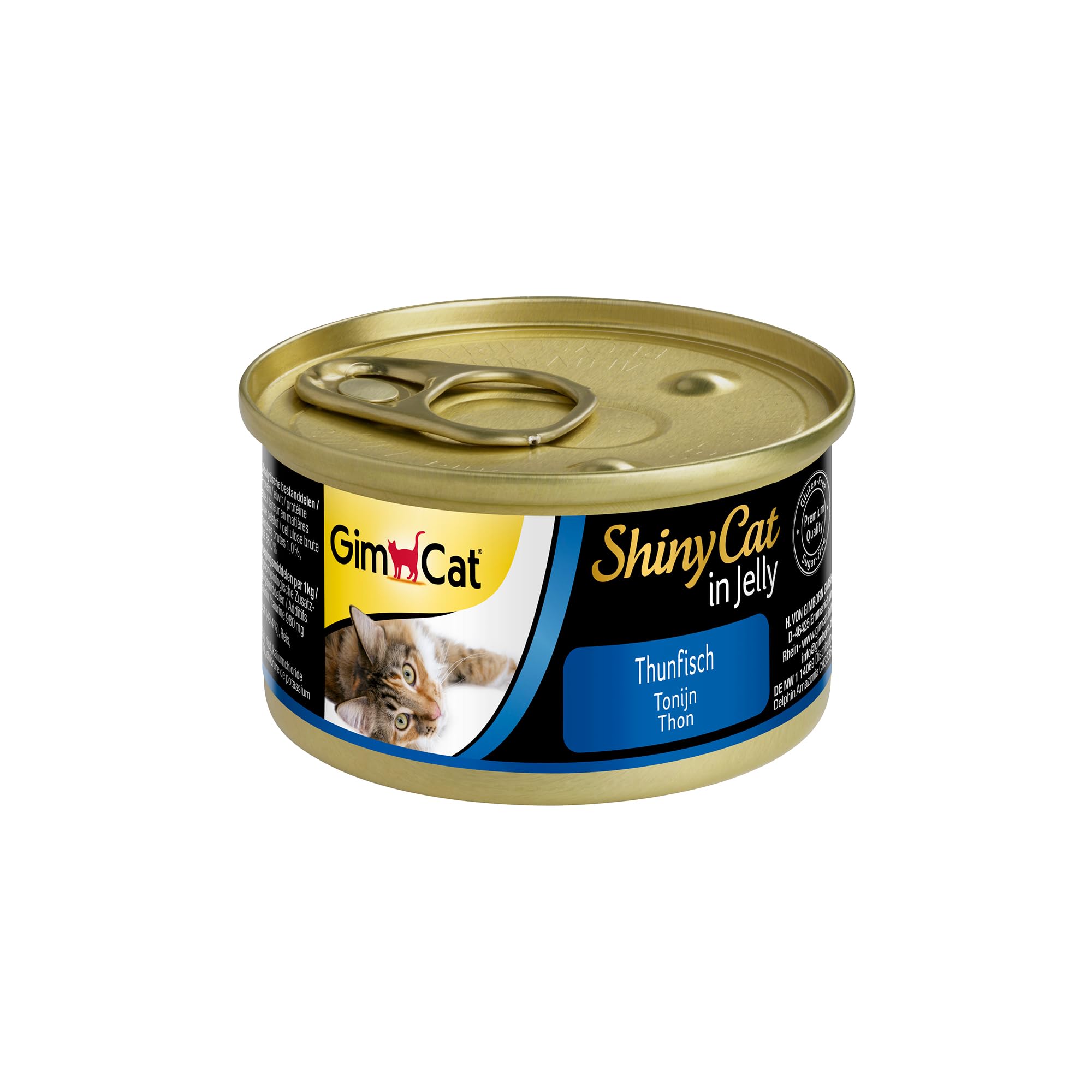 GimCat ShinyCat in Jelly, atún - Alimento húmedo para gatos, con pescado y taurina - 24 latas (24 x 70 g)