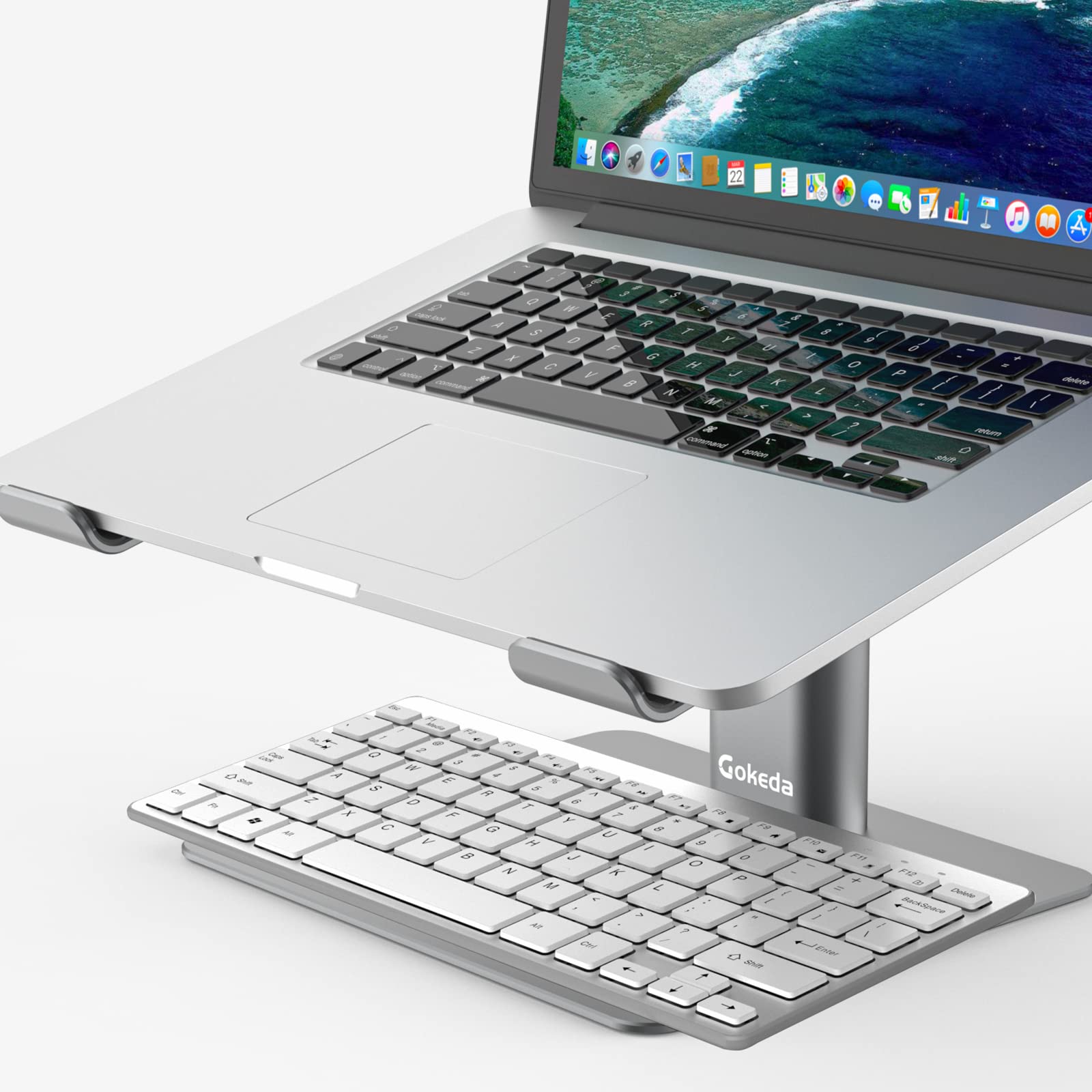 GOKEDA Supporto per computer portatile, ergonomico regolabile, supporto per altezza in lega di alluminio, compatibile con MacBook Air Pro, Dell, HP, Lenovo Samsung (più laptop da 11 a 17 pollici)