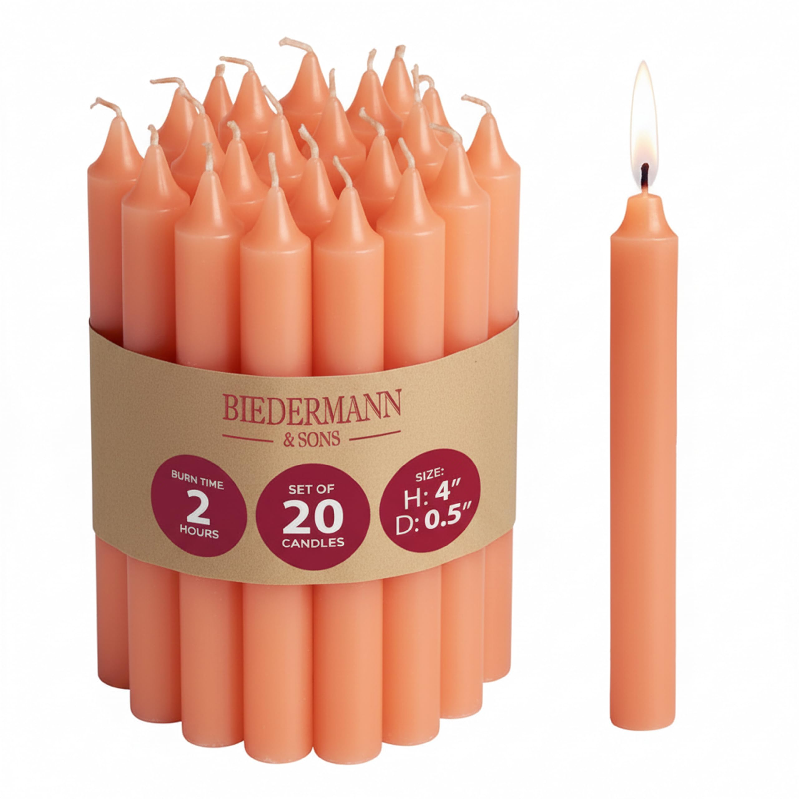 Biedermann & Sons Chime or Tree Candles pudełko 20 sztuk, pomarańczowe
