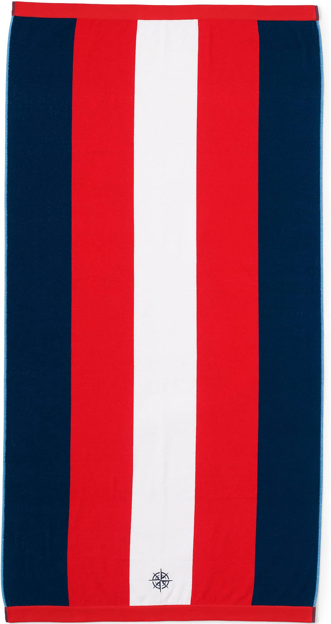 Lands' End Rugby Stripe Beach Towel Bright Cherry Stripe