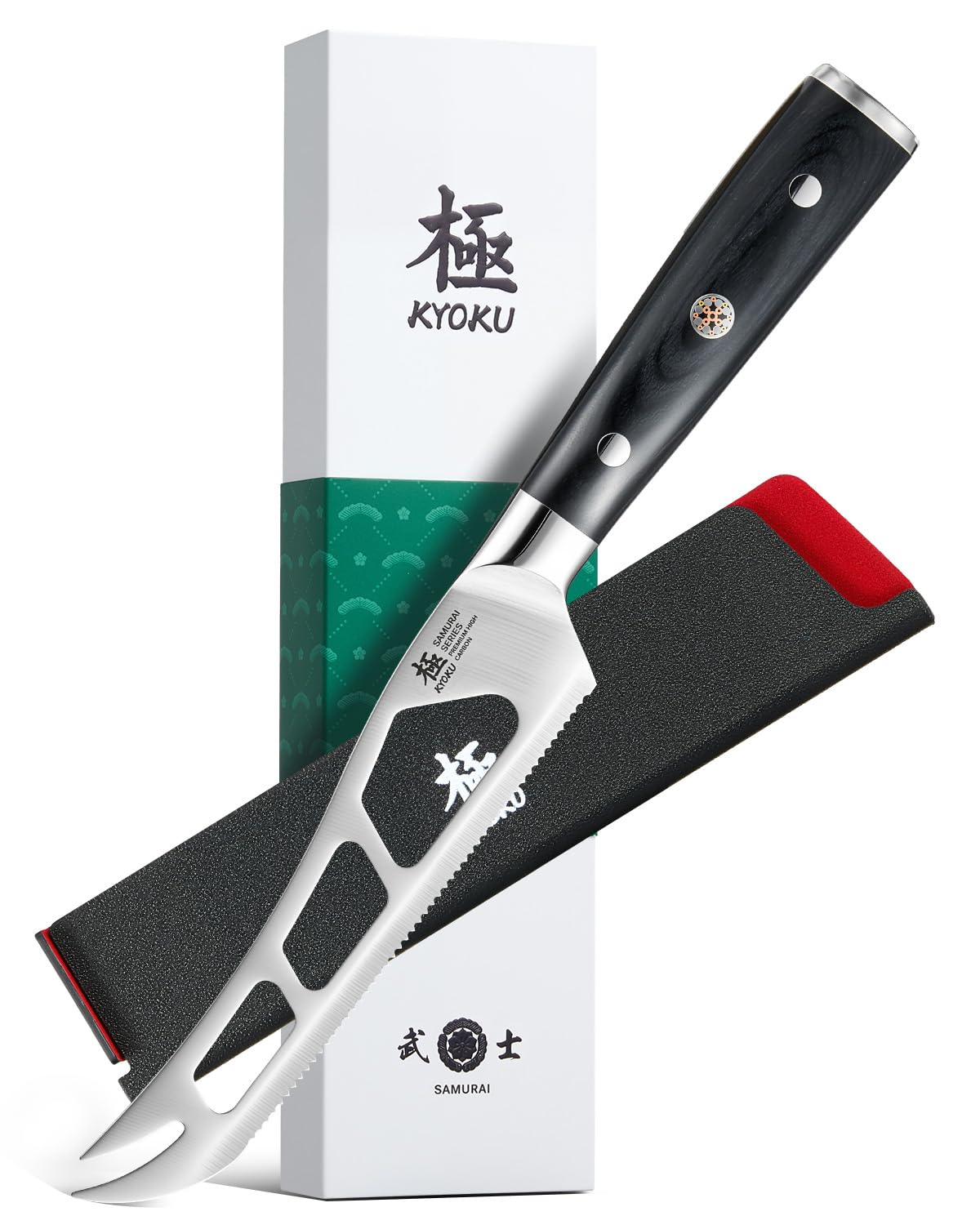KYOKU 5" Serrated Cheese Knife - German Steel Cheese Slicer with Sheath