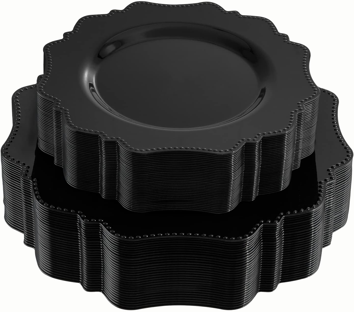 COLOSUS Black Plastic Plates Set,Heavy Duty Black Disposable Plates for 30 guests,Include 30PCS 10.5inch Dinner Plates and 30PCS 8.25 inch Dessert Plates for Party/Wedding/Birthday