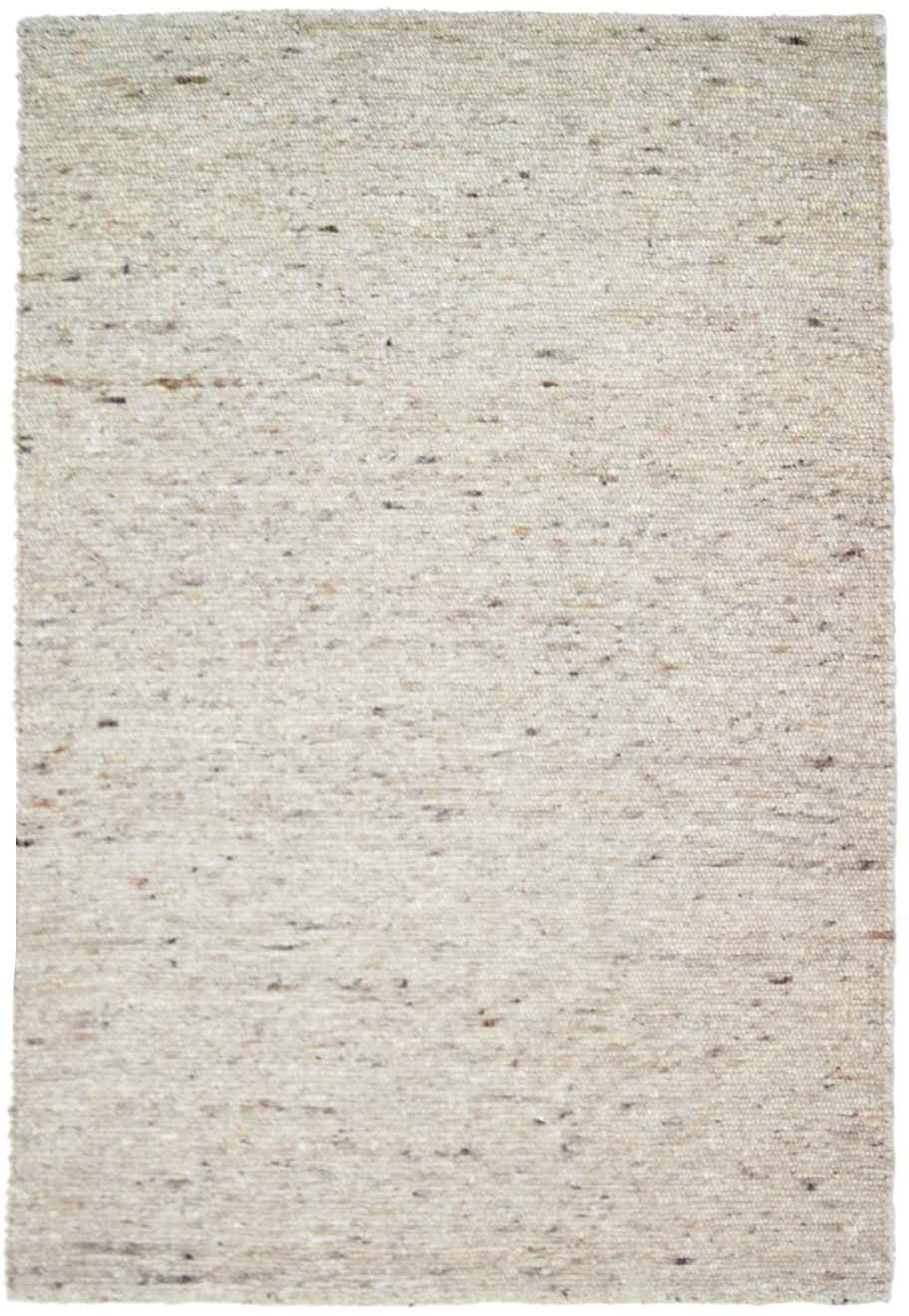TacaHome Wollteppich Handweb Teppich Gewalkt I Reine Schur-Wolle im Skandinavischen Design I Wohnzimmer Schlafzimmer Esszimmer Kinderzimer Büro | 90 x 160 cm Natur Grau Meliert