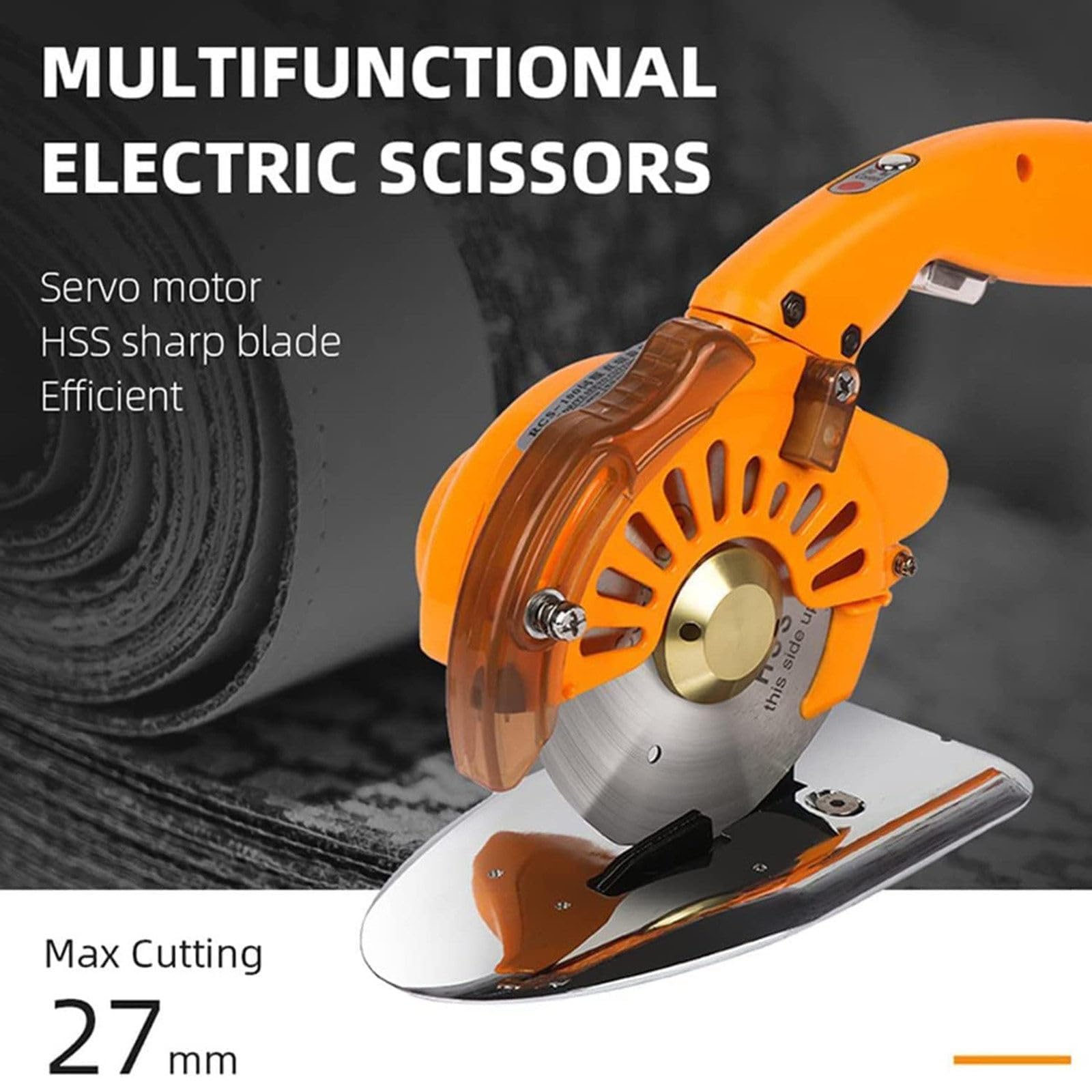 Cortador De Tela Eléctrico(200/250/300W) - Tijera De Tela Ajustable De 5 Velocidades, Cortador De Tela Multicapa De Cuero (Grosor De Corte ≥28/33/40Mm), Cerradura De Seguridad,100mm