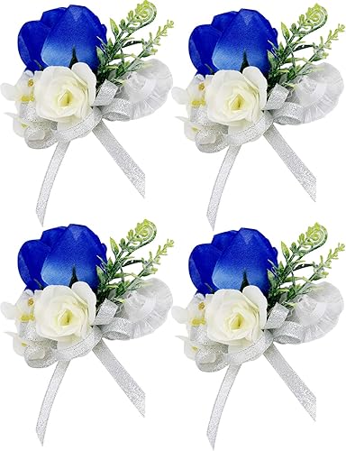 Vista 8 de ChezMax Ramillete de boda hecho a mano falso, plantas de eucalipto suculentas, decoración de boda, 2 piezas