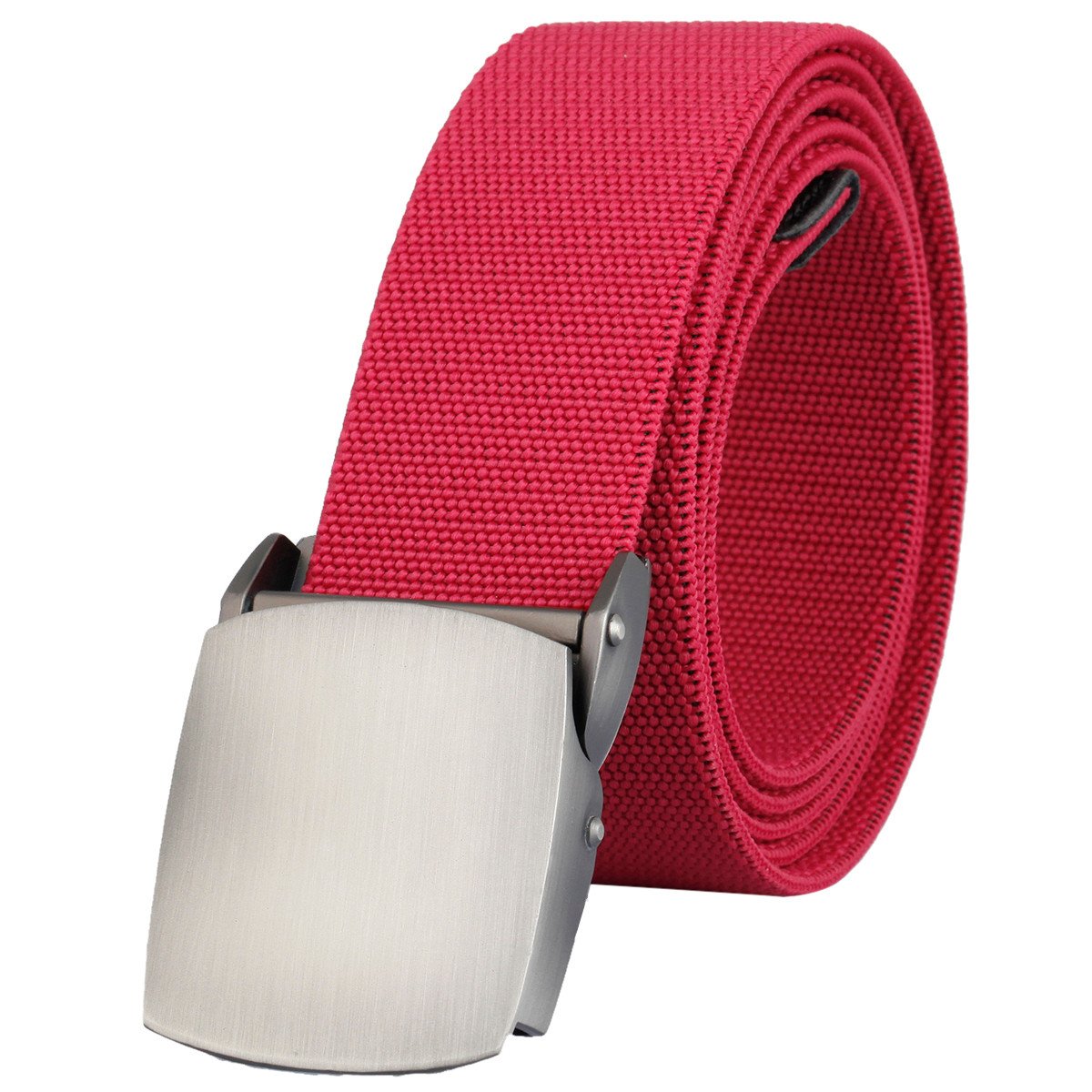 Kyeygwo Men's 04-Red Elastic Web Belts For Woman, Stretch Nylon Waist Belt With Pressing Alloy Buckle, Red