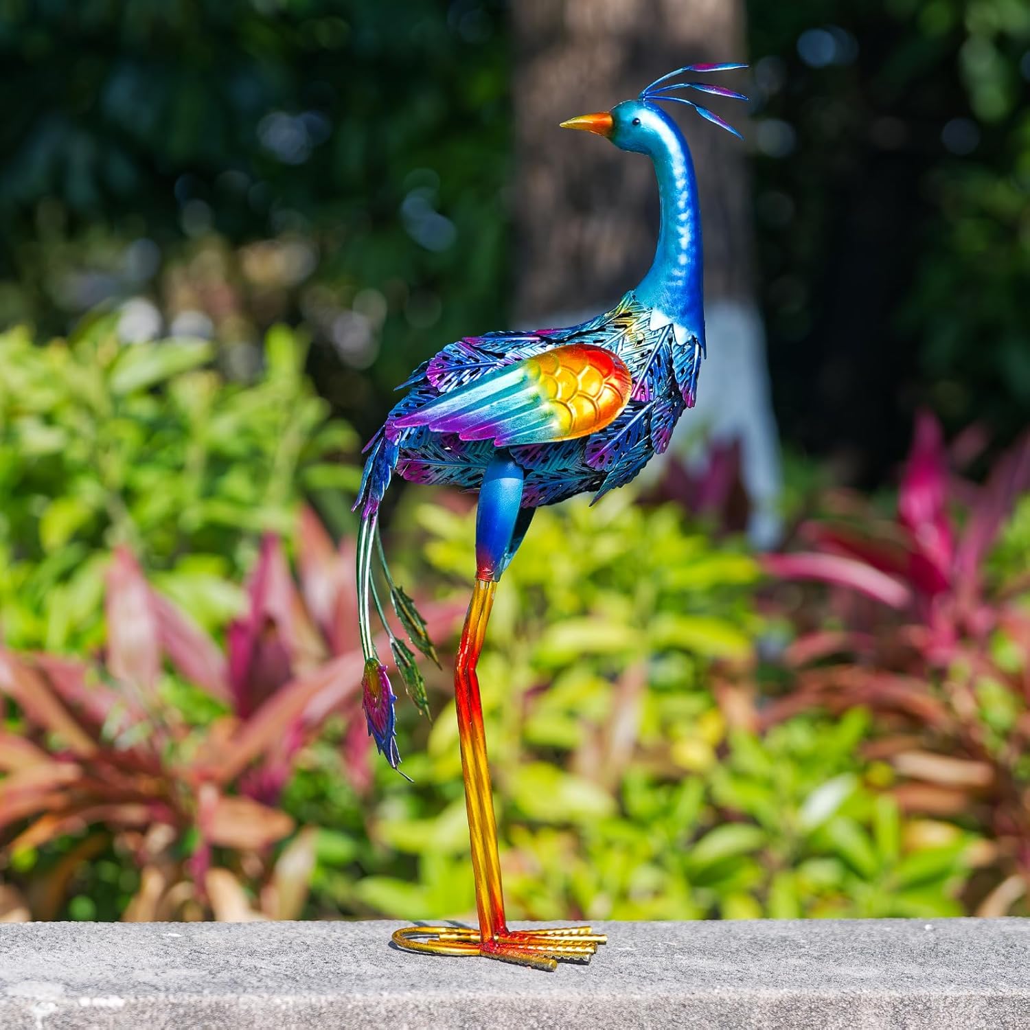 Metal Peacock Garden Decor Outdoor Statue, Peacock Yard Art Sculptures Outside Decoration for Home Patio Lawn Backyard, Gift for Women Moms Grandma