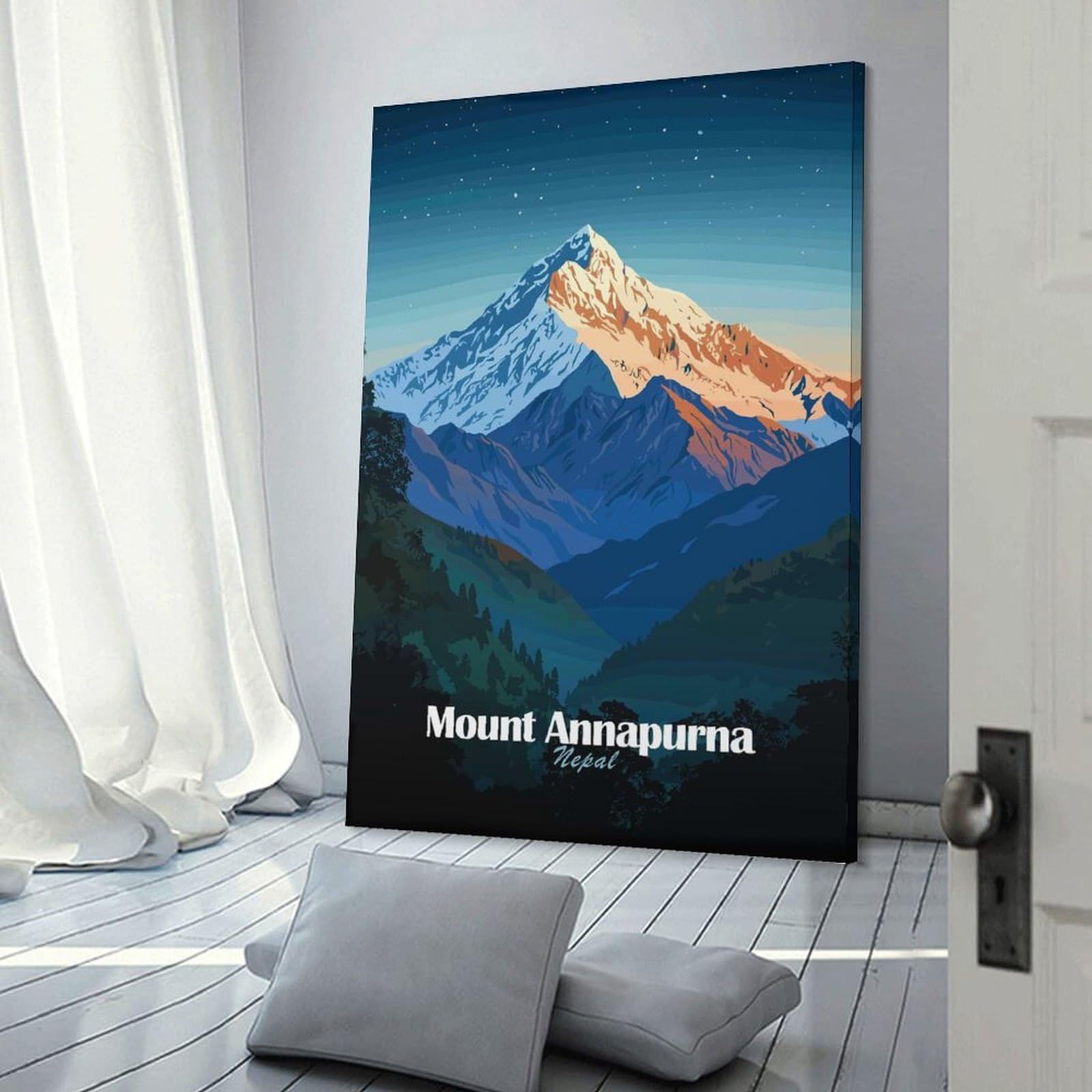Junmoney Mount Annapurna Nepal Room Decor Wall Art, 24x36inch(60x90cm), for Bedroom, Guest Room Or Reading Nook, Home Artwork with A Soft Interior Feel